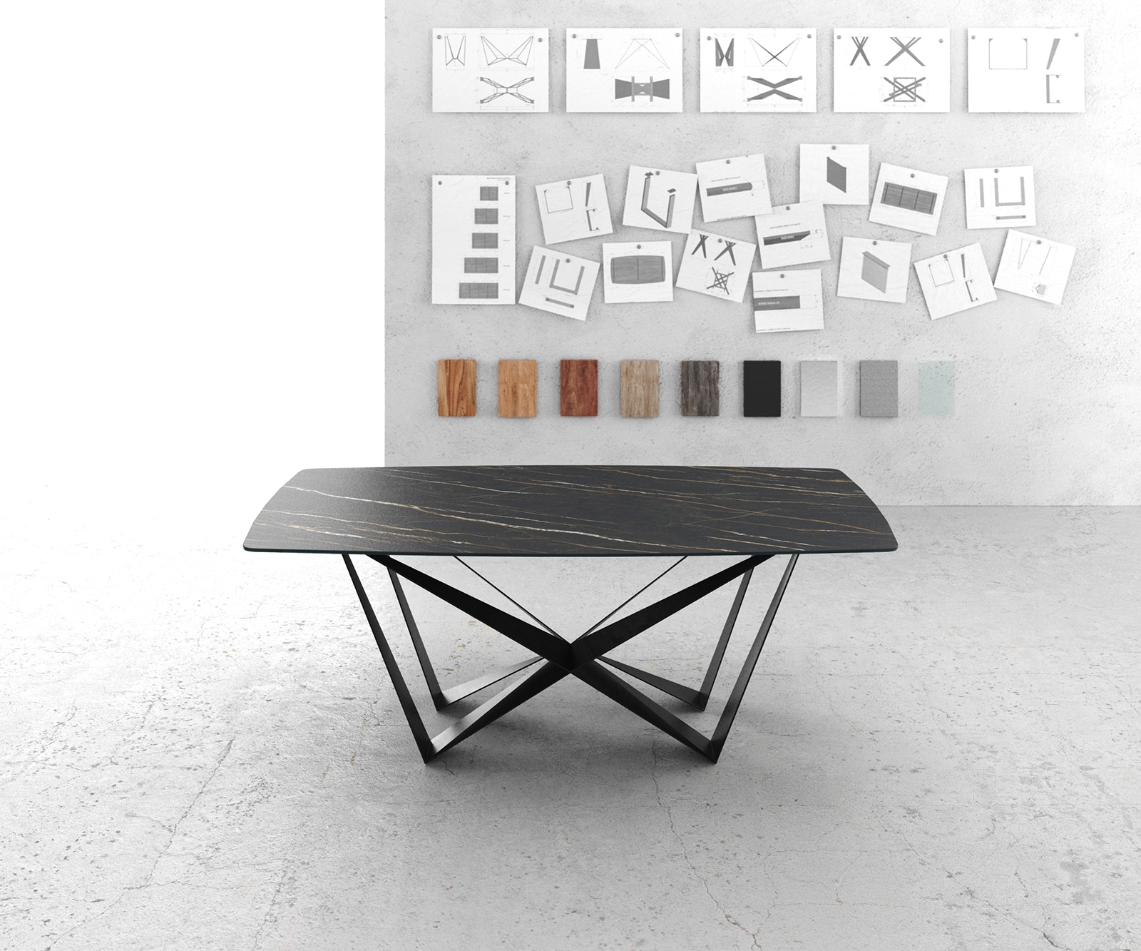 Esstisch Edge Bootsform 200x100cm Laminam® Keramik Noir Desir Braun Mittelfuß Flachstahl Schwarz 5 Esstisch Edge Bootsform 200x100cm Laminam® Keramik Noir Desir Braun Mittelfuß Flachstahl Schwarz 5