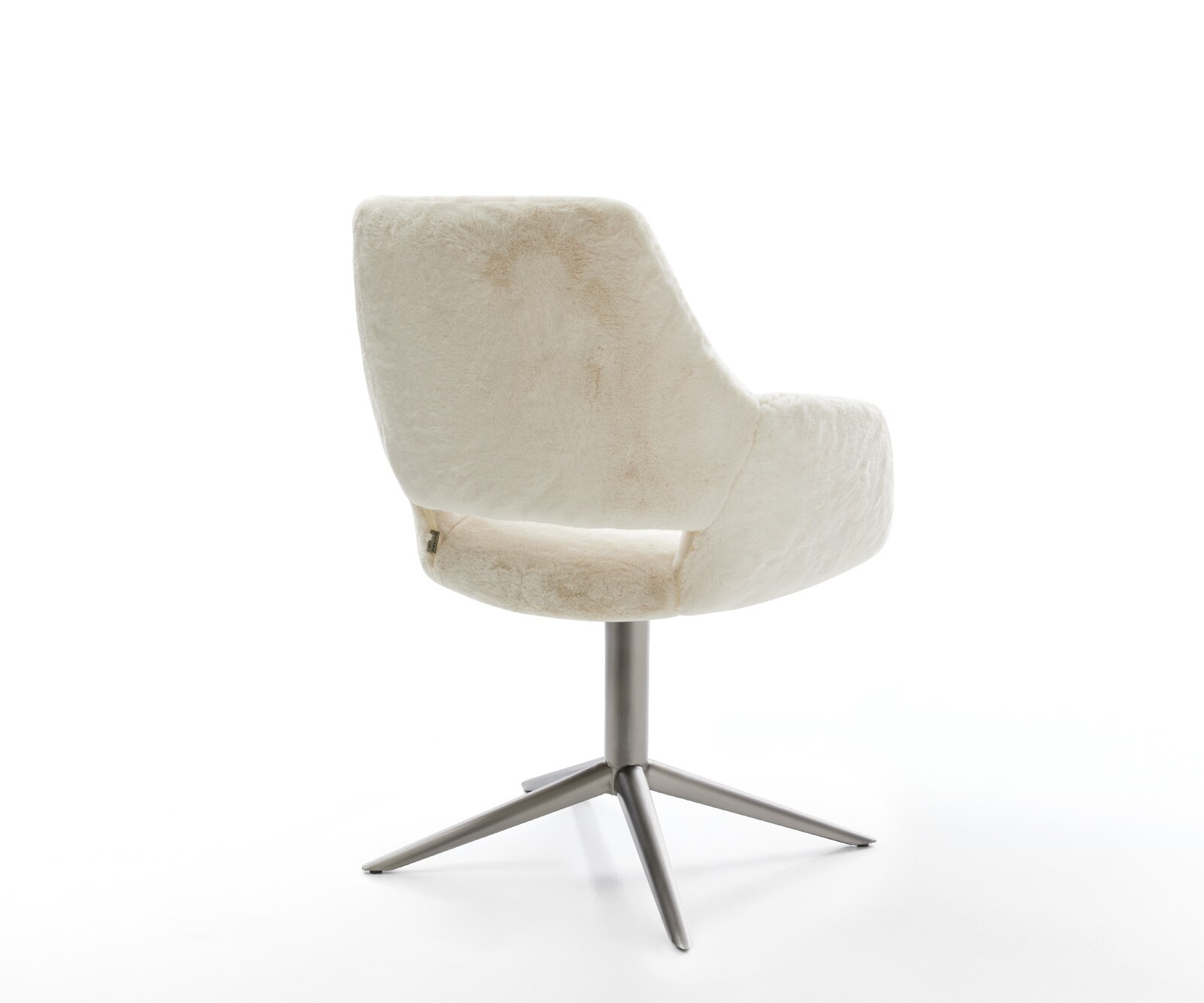 Drehstuhl Yago-Flex mit Armlehnen Plüsch Creme-Weiß Fußkreuz Graphit 360° drehbar Wippfunktion Taschenfederkern 5