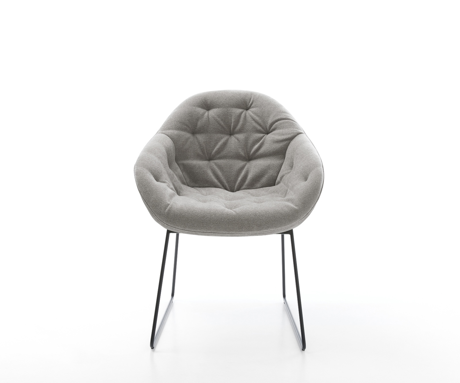 Esszimmerstuhl Gaio-Flex Strukturstoff Soft Grau Kufengestell Schwarz 2