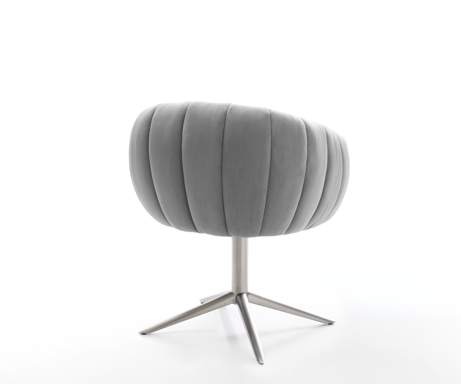 Drehstuhl Jada-Flex Samt Grau Fußkreuz Edelstahl 360° drehbar Wippfunktion Taschenfederkern 5