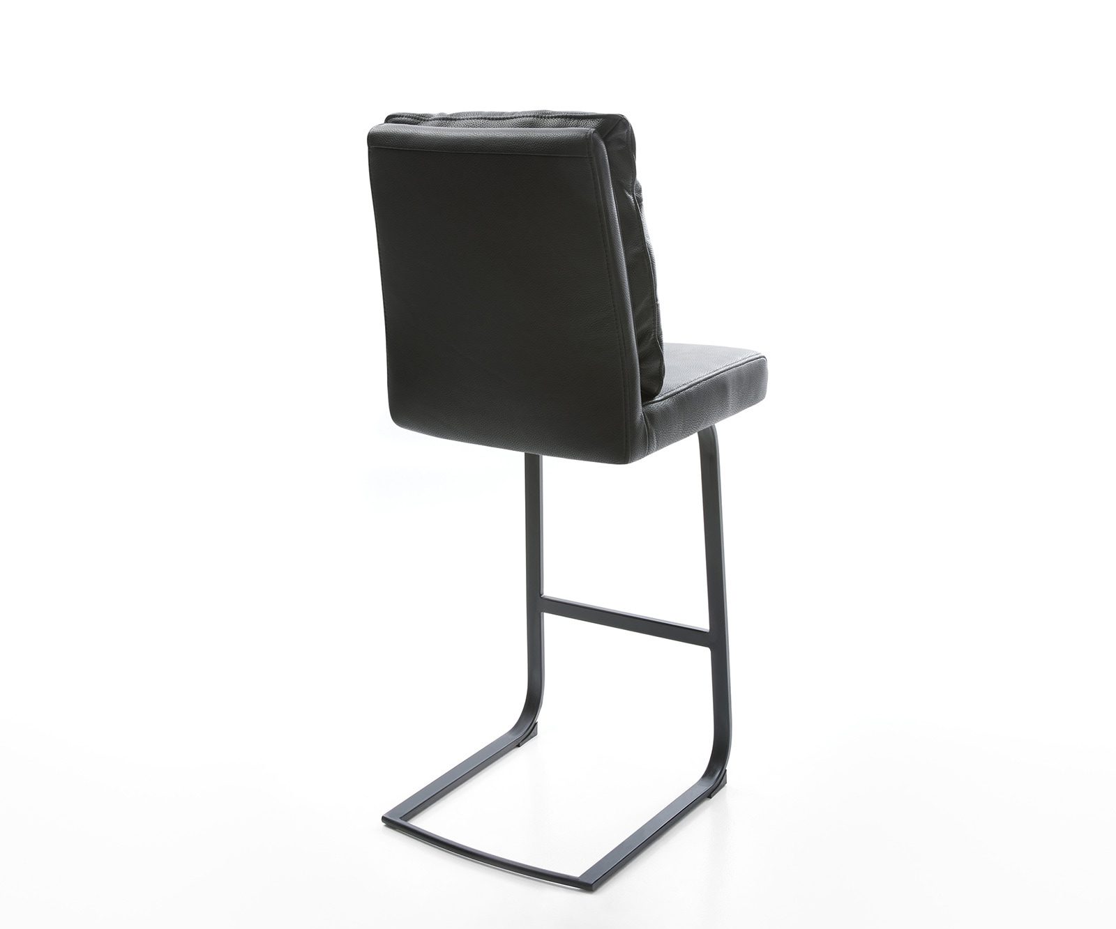 Barstuhl Pela-Flex Echt-Leder Schwarz Freischwinger flach Metall 4