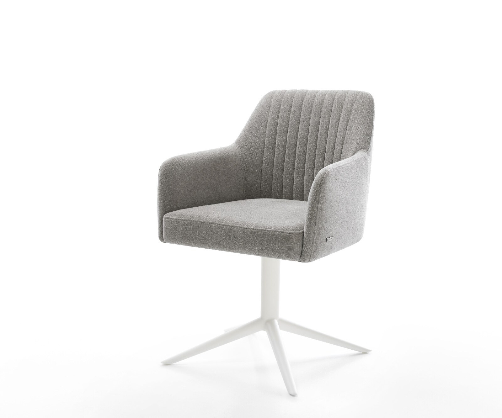 Drehstuhl Greg-Flex Strukturstoff Soft Grau Fußkreuz Weiß 360° drehbar Wippfunktion Taschenfederkern