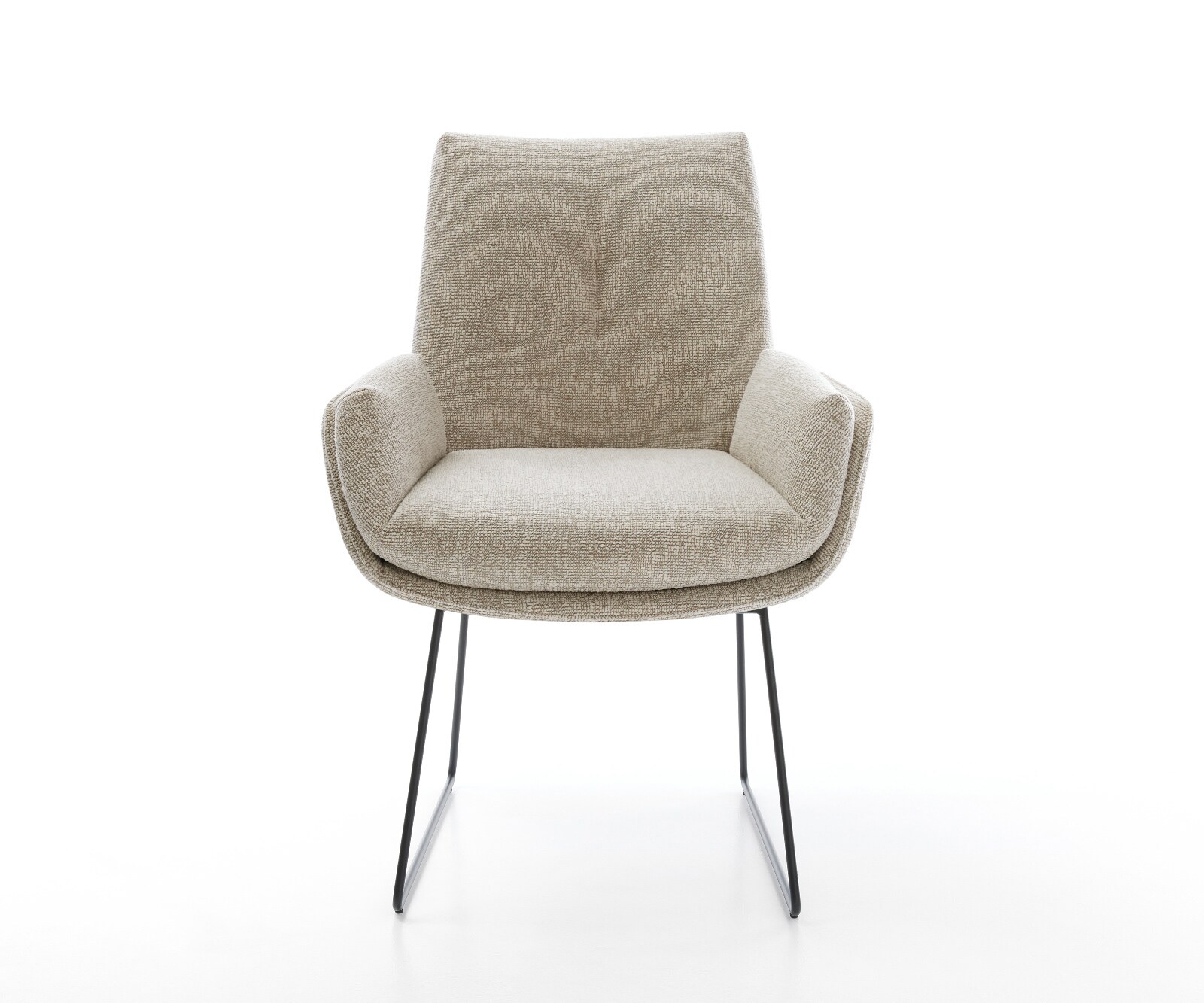 Esszimmerstuhl Clea-Flex Webstoff Soft Beige Kufengestell Schwarz 1