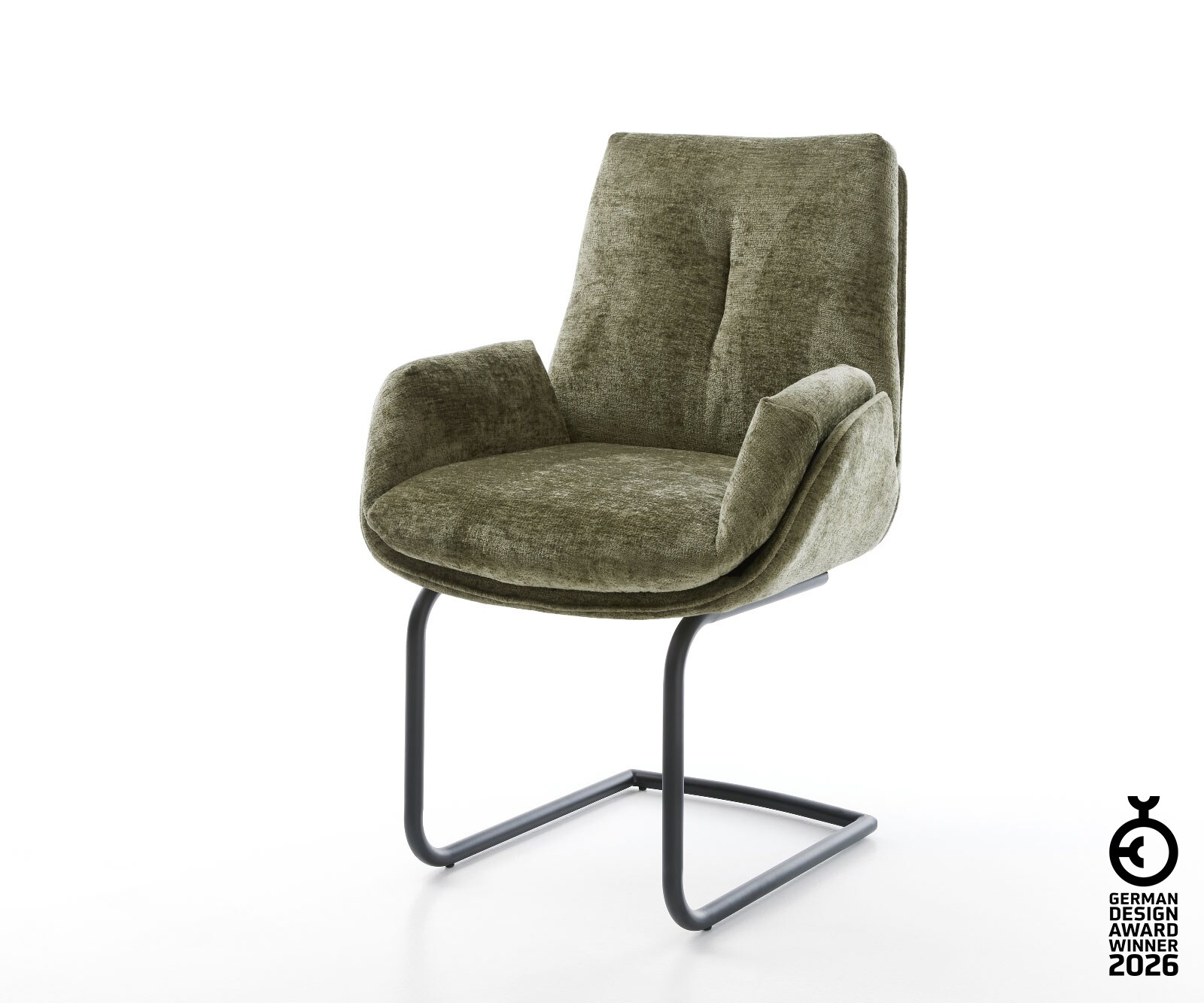 Freischwinger Clea-Flex Chenille Olive Freischwinger rund Schwarz