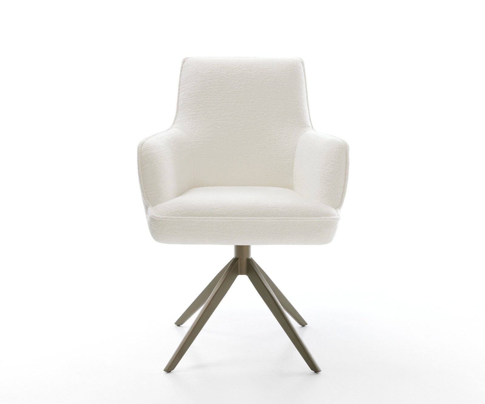 Drehstuhl Heira-Flex mit Armlehnen Bouclé Soft Beige Kreuzgestell breit Effektfinish Titan 360° drehbar Wippfunktion Taschenfederkern 2