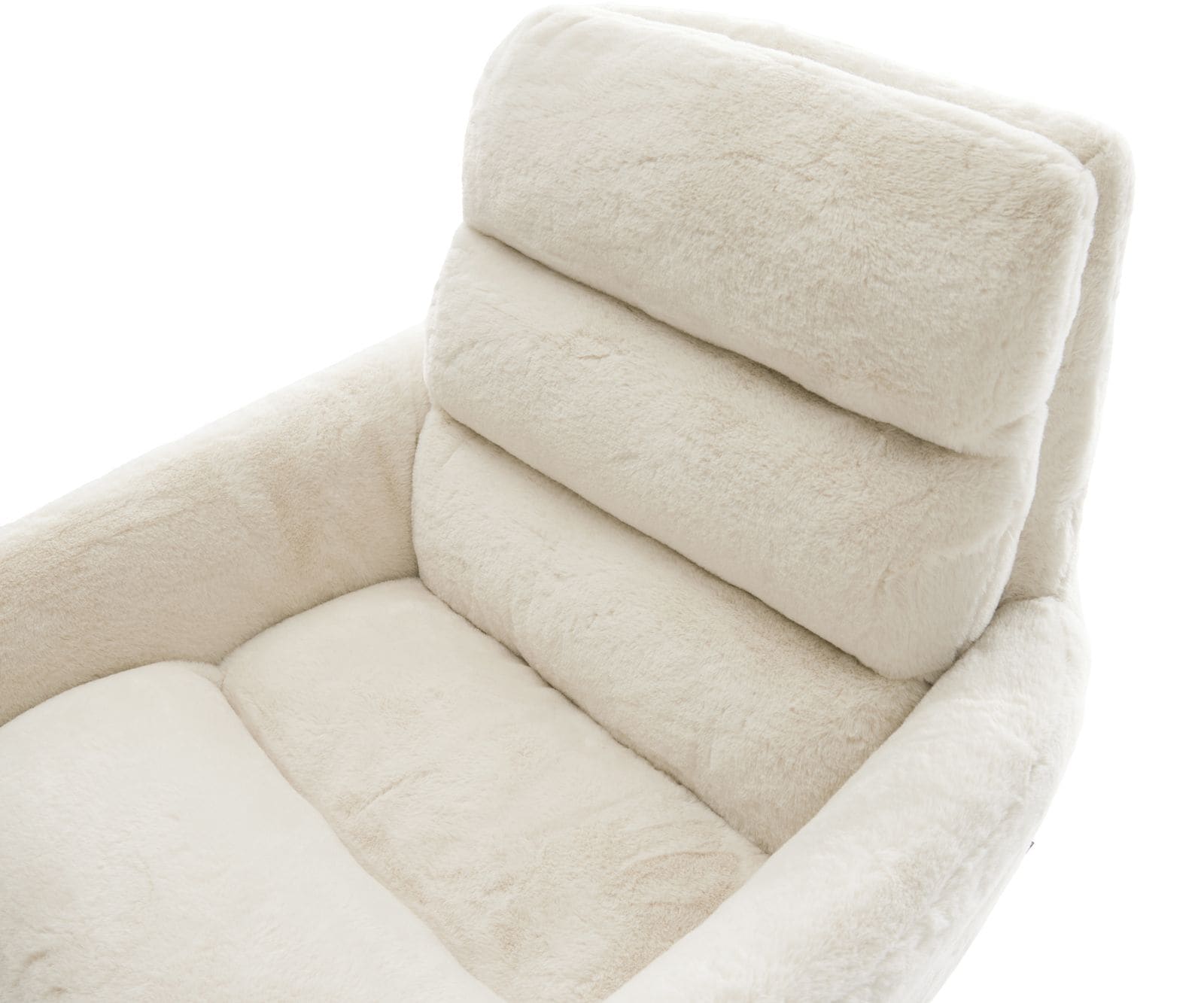 Drehstuhl Abelia-Flex mit Armlehnen Plüsch Creme-Weiß Fußkreuz Schwarz 360° drehbar Wippfunktion 3