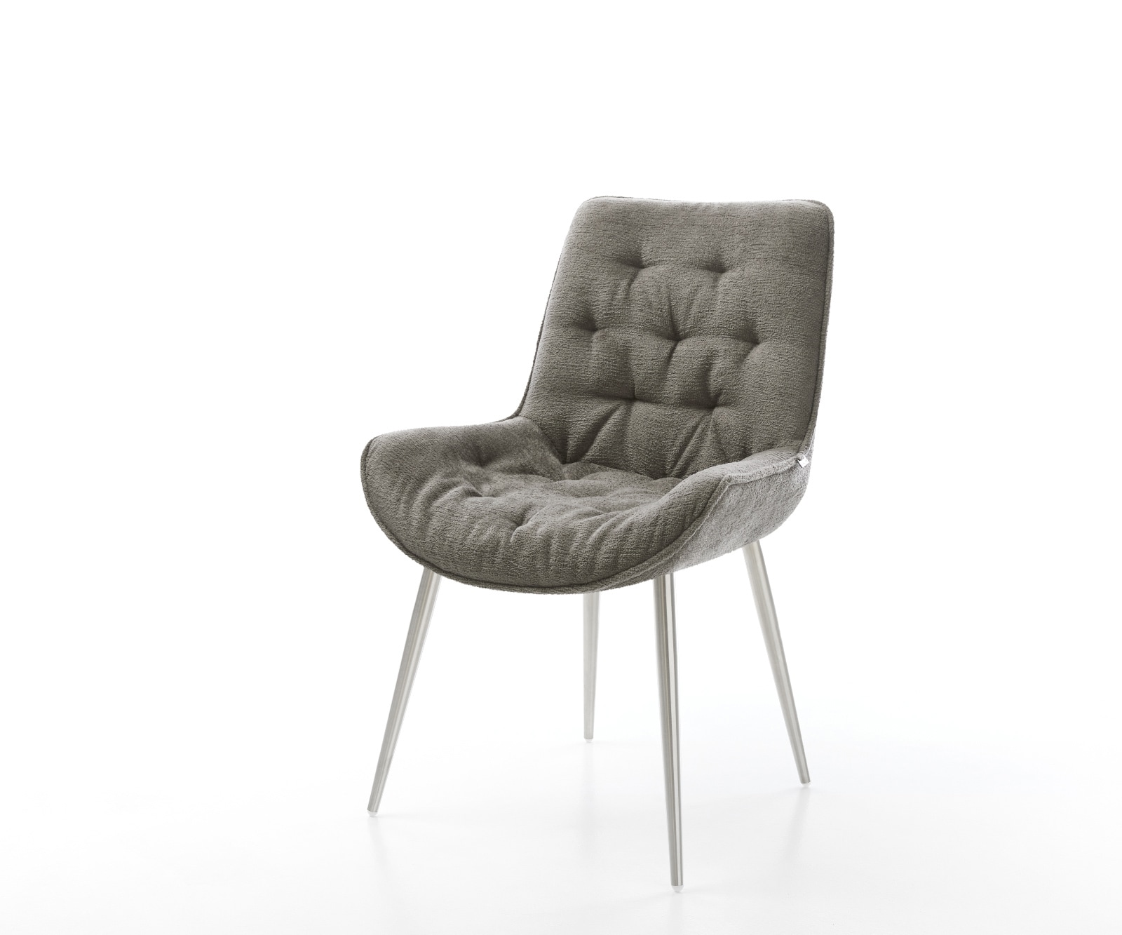 Esszimmerstuhl Taimi-Flex Bouclé Soft Schlamm 4-Fuß konisch Edelstahl