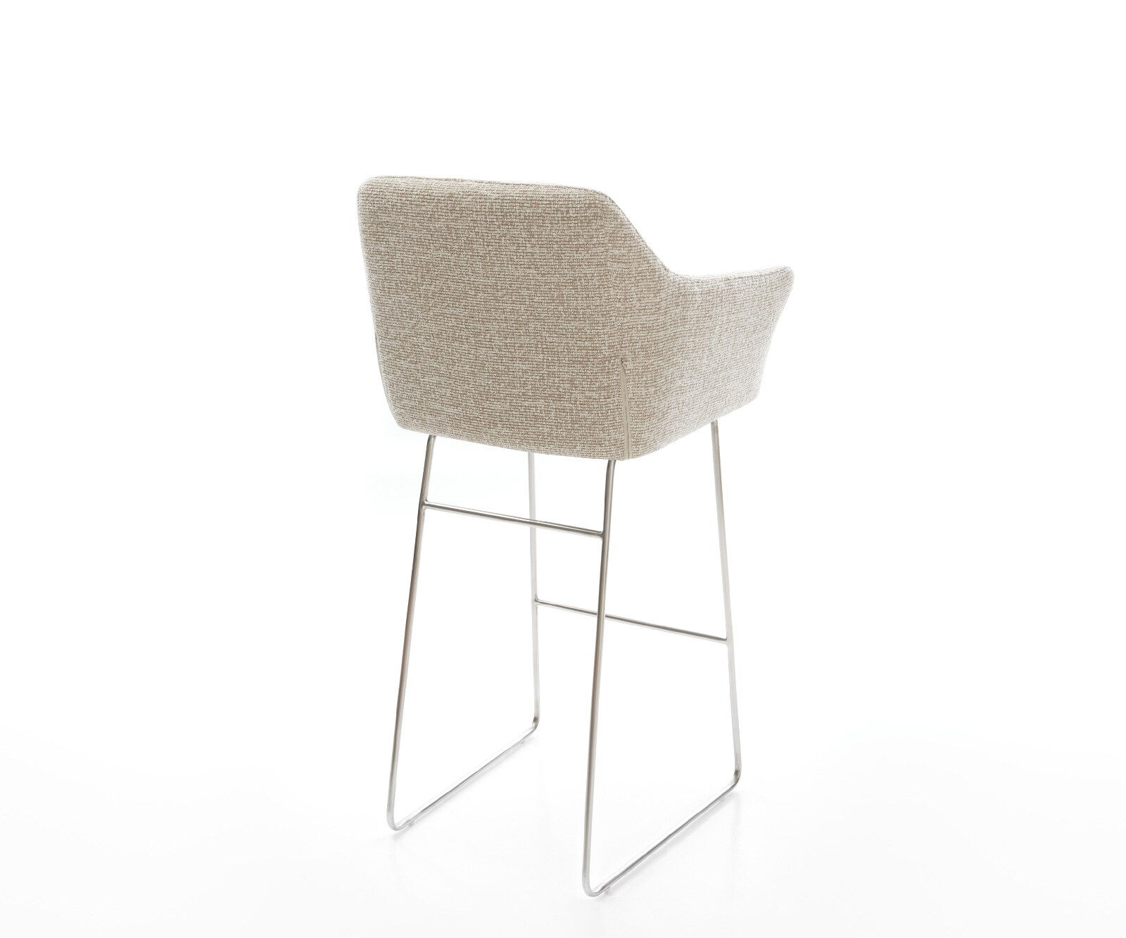 Barstuhl Yulo-Flex Webstoff Soft Beige Kufengestell Edelstahl Silberfarben 5
