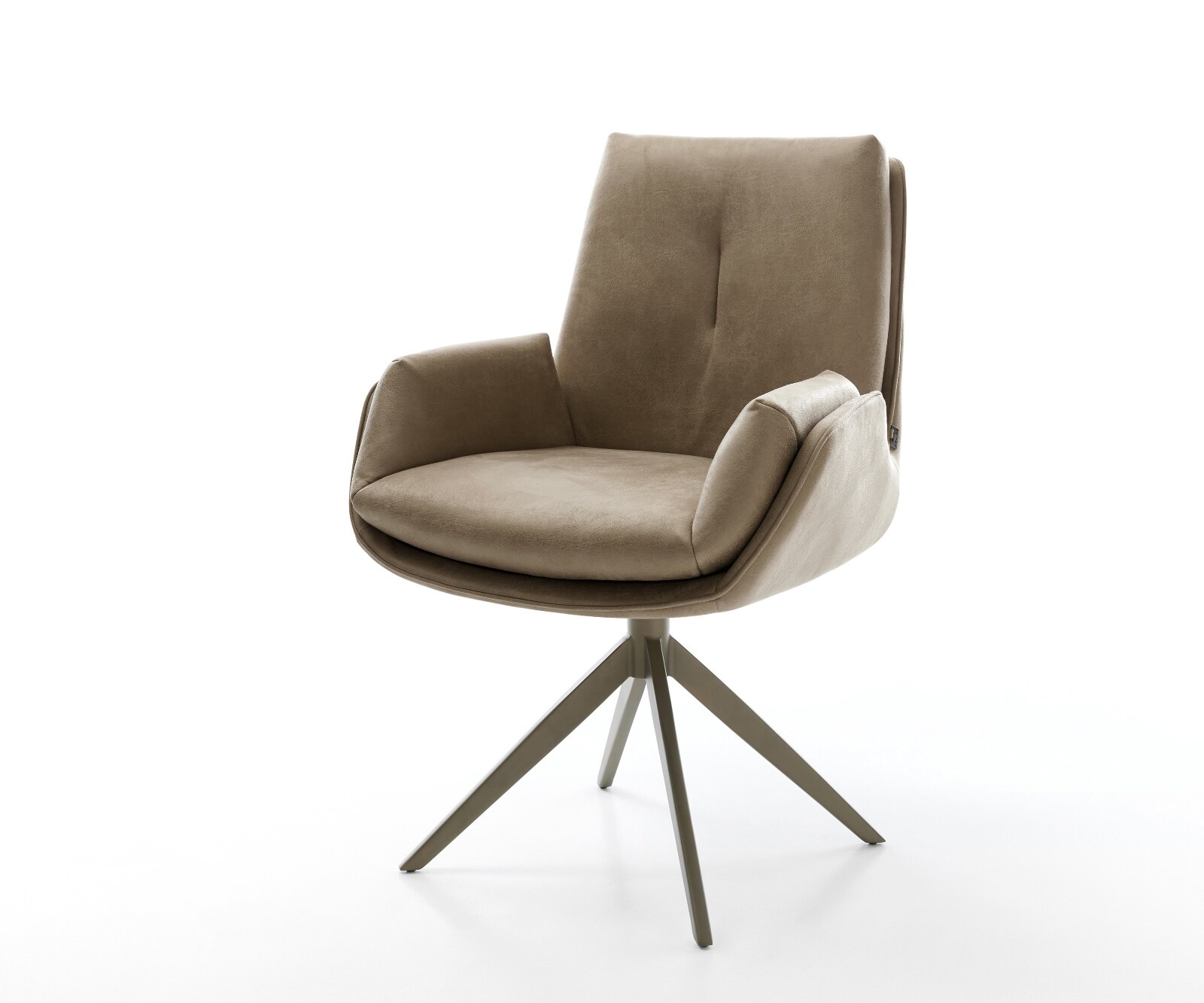 Drehstuhl Clea-Flex Mikrofaser Beige Vintage Kreuzgestell breit Effektfinish Titan 360° drehbar Wippfunktion 1