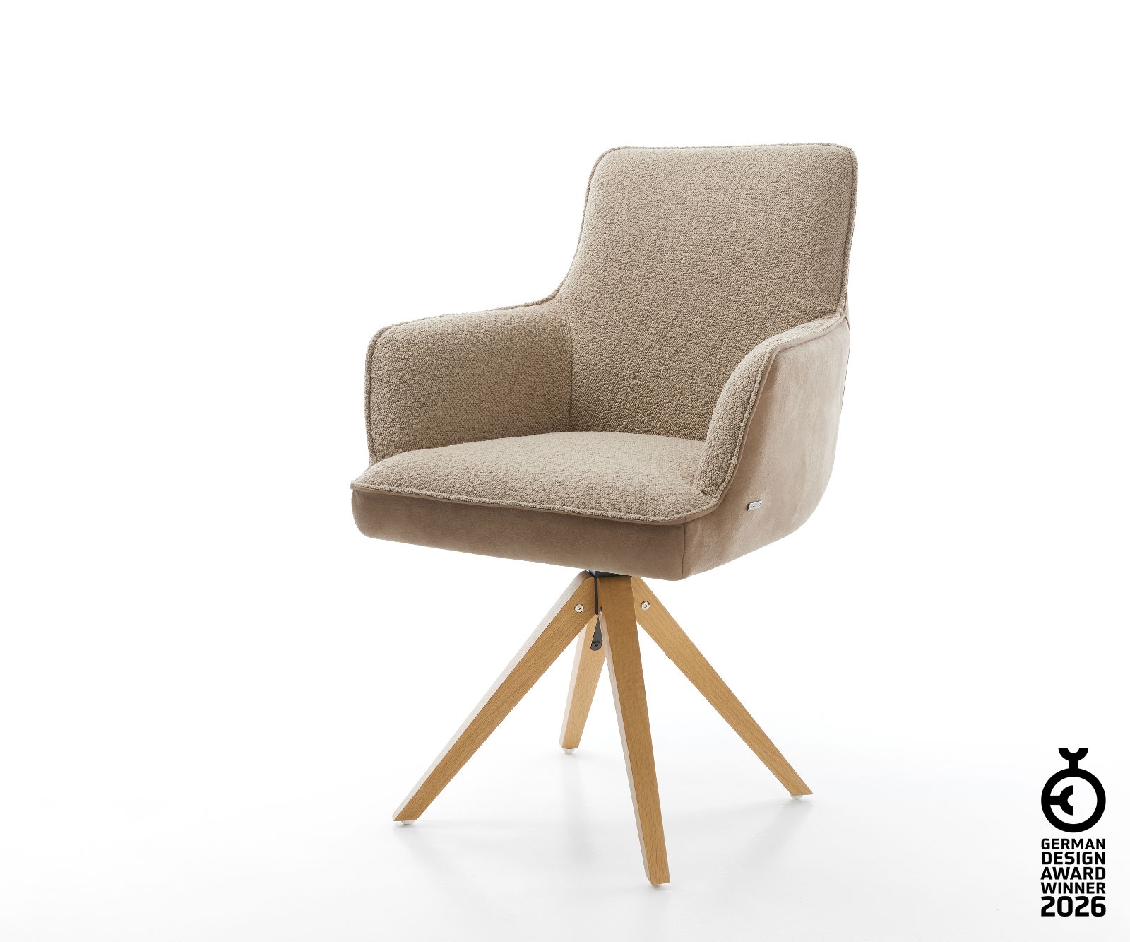 Drehstuhl Heira-Flex mit Armlehnen Materialmix Schlamm Holzgestell kantig N günstig online kaufen