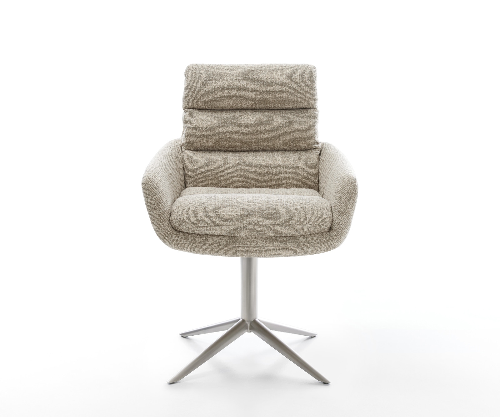 Drehstuhl Abelia-Flex mit Armlehnen Webstoff Soft Beige Fußkreuz Edelstahl 360° drehbar Wippfunktion 1