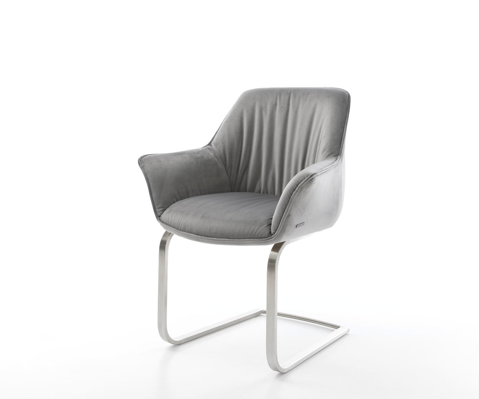 Freischwinger Keila-Flex mit Armlehnen Samt Grau Freischwinger flach Edelstahl Freischwinger Keila-Flex mit Armlehnen Samt Grau Freischwinger flach Edelstahl