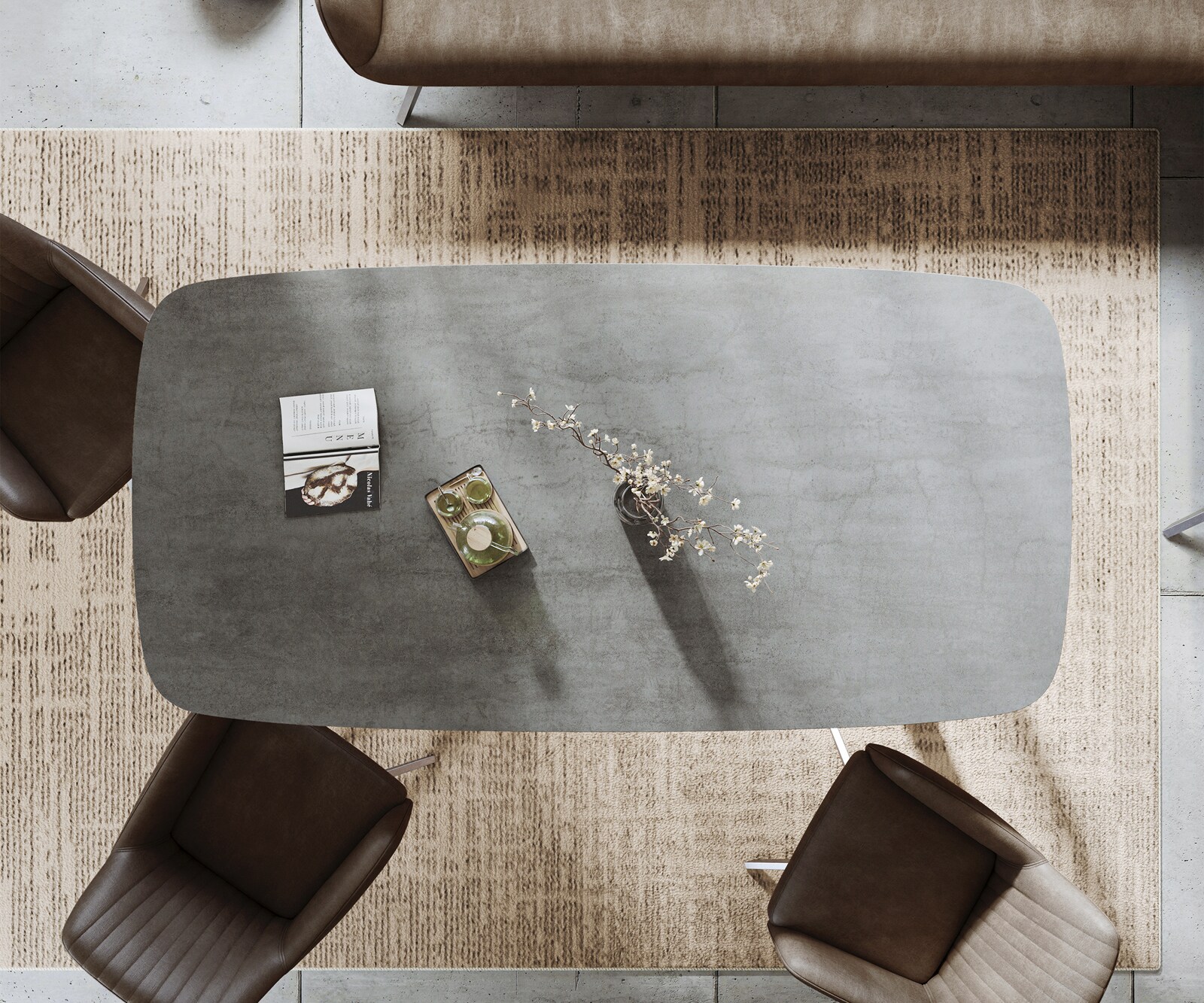 Esstisch Edge Boot 200x100 cm Keramik Boulevard Betonoptik Edelstahl Schmal 5