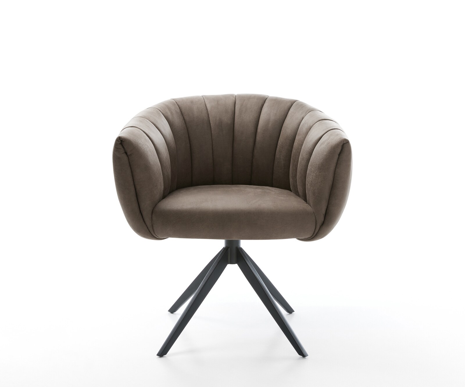 Drehstuhl Jada-Flex Mikrofaser Taupe Vintage Kreuzgestell breit Schwarz 360° drehbar Wippfunktion Taschenfederkern 1