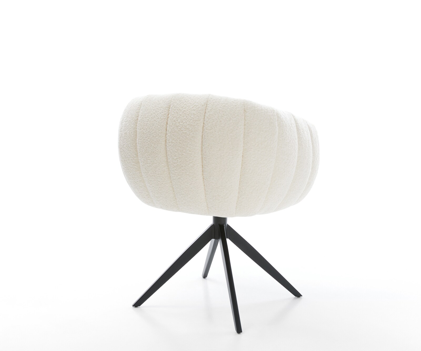 Drehstuhl Jada-Flex Bouclé Weiß Kreuzgestell breit Schwarz 360° drehbar Wippfunktion Taschenfederkern 5
