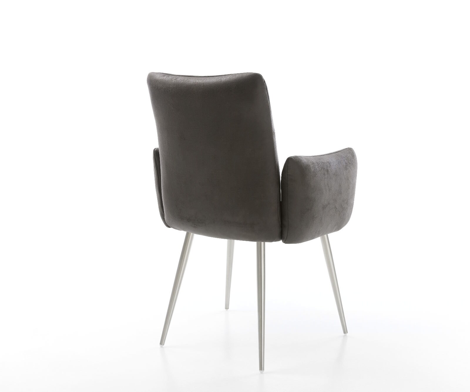 Esszimmerstuhl Jova-Flex mit Armlehnen Mikrofaser Anthrazit Vintage 4-Fuß konisch Edelstahl Taschenfederkern 5