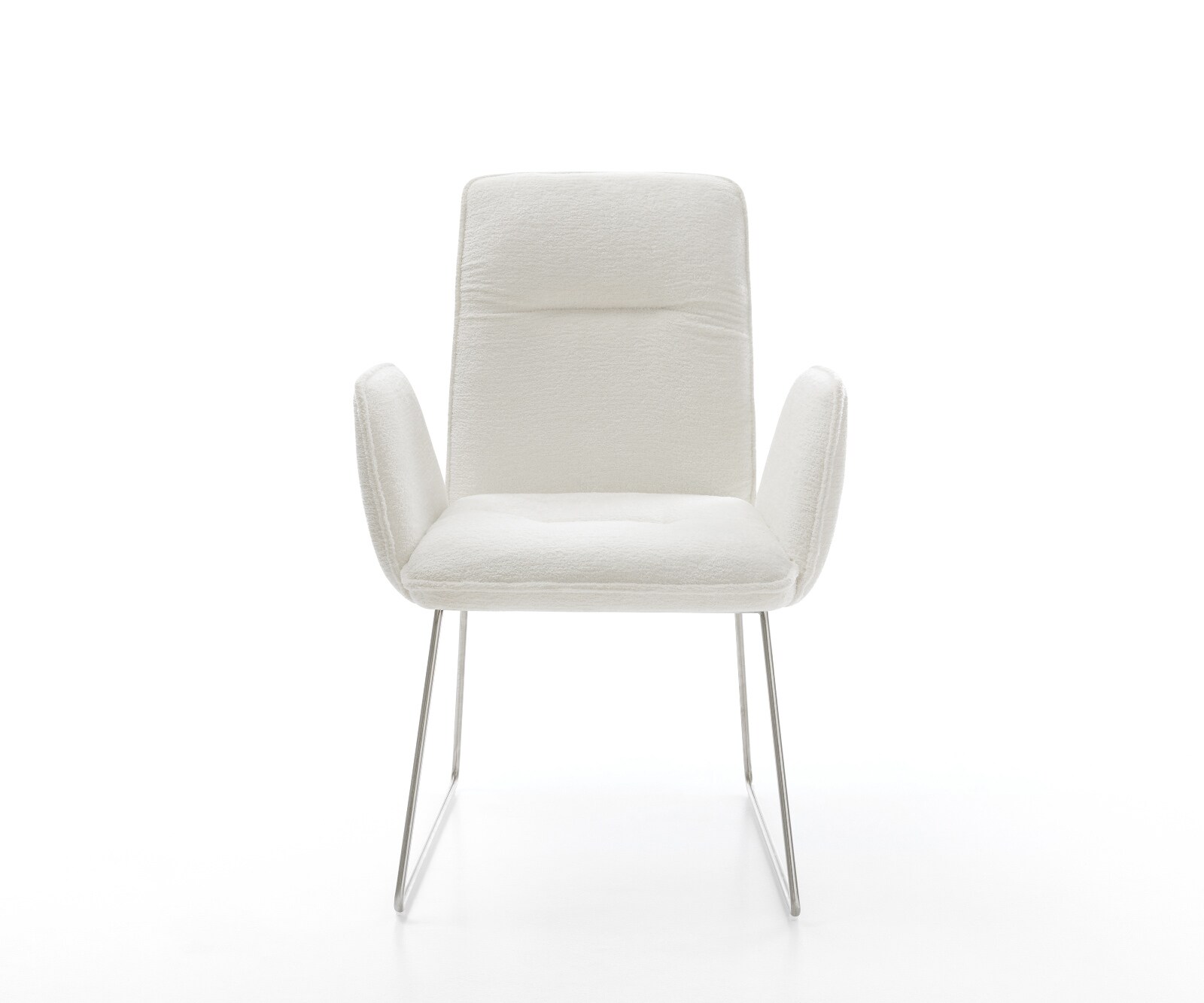 Esszimmerstuhl Vinja-Flex Bouclé Soft Beige Kufengestell Edelstahl 2