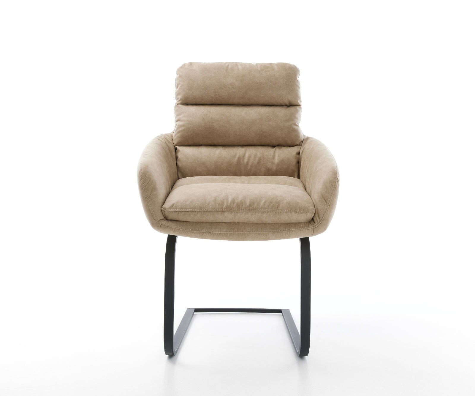 Freischwinger Abelia-Flex mit Armlehnen Mikrofaser Beige Vintage Freischwinger flach Schwarz 1