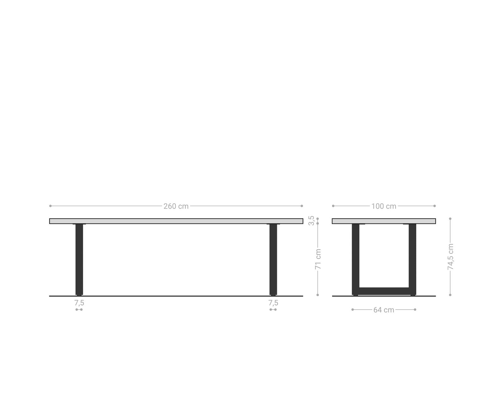 Esstisch Edge 260x100 Akazie Natur Edelstahl Breit Live-Edge 7
