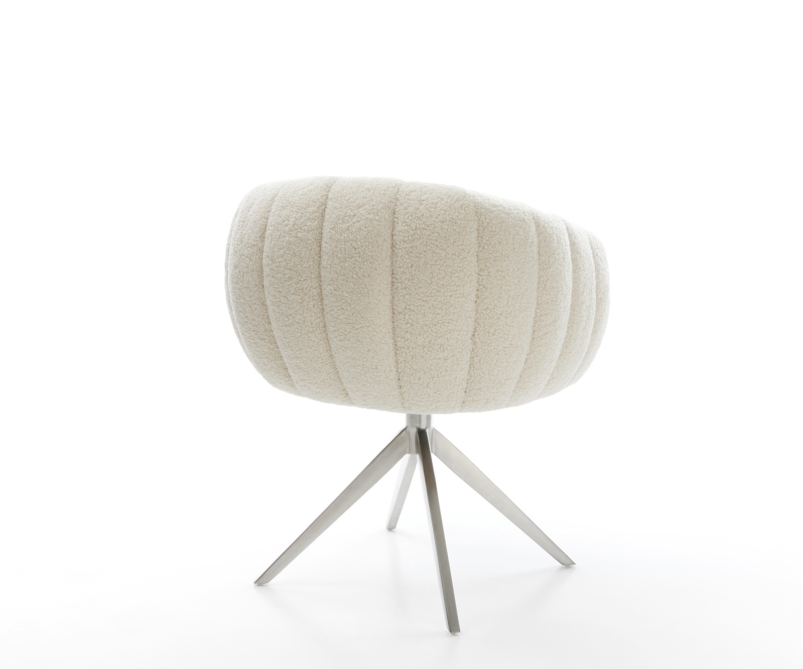 Drehstuhl Jada-Flex Teddystoff Beige Kreuzgestell breit Edelstahl 360° drehbar Wippfunktion Taschenfederkern 5