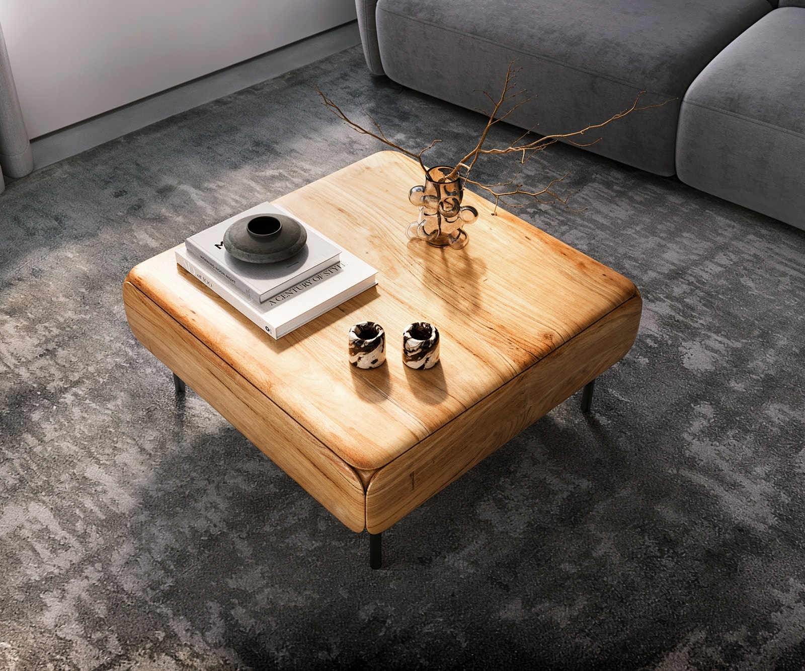 Couchtisch Shavani 90x90 cm Akazie Natur 2 Schubladen Metall Schwarz 2 Couchtisch Shavani 90x90 cm Akazie Natur 2 Schubladen Metall Schwarz 2