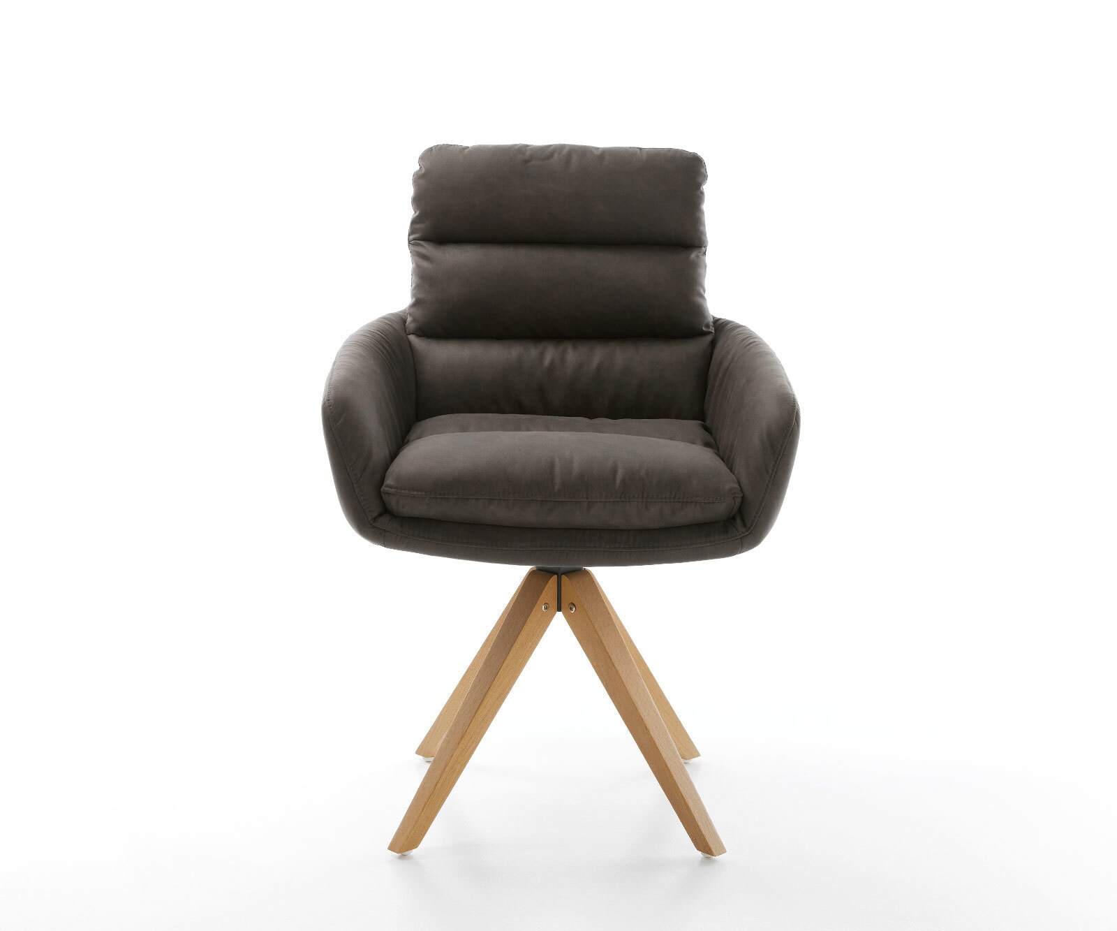 Esszimmerstuhl Abelia-Flex mit Armlehnen Mikrofaser Anthrazit Vintage Holzgestell kantig Natur 1