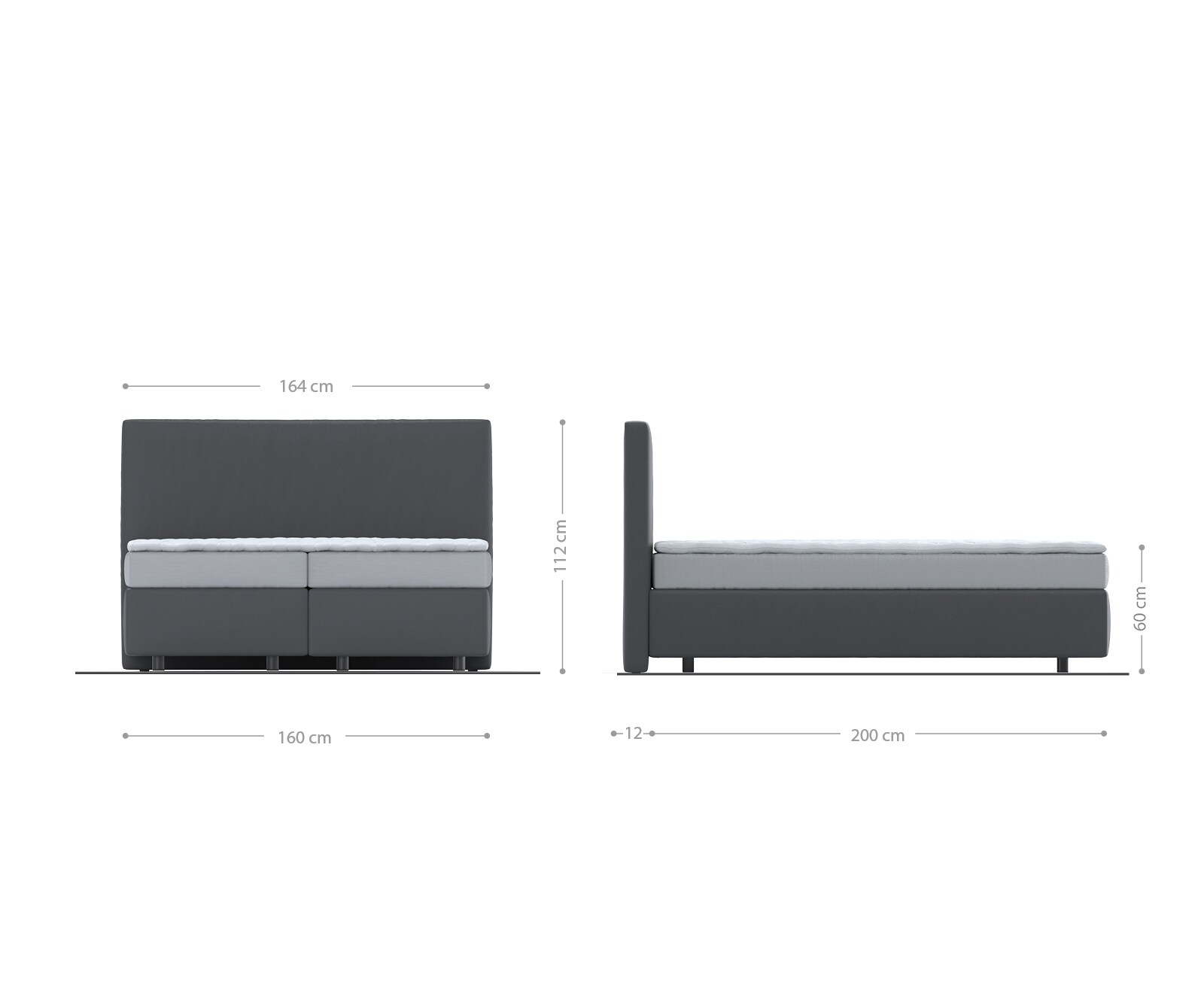Boxspringbett Dream-Well 160x200 cm Mikrofaser Anthrazit Vintage mit TFK Matratze und Visco Topper 4 Boxspringbett Dream-Well 160x200 cm Mikrofaser Anthrazit Vintage mit TFK Matratze und Visco Topper 4