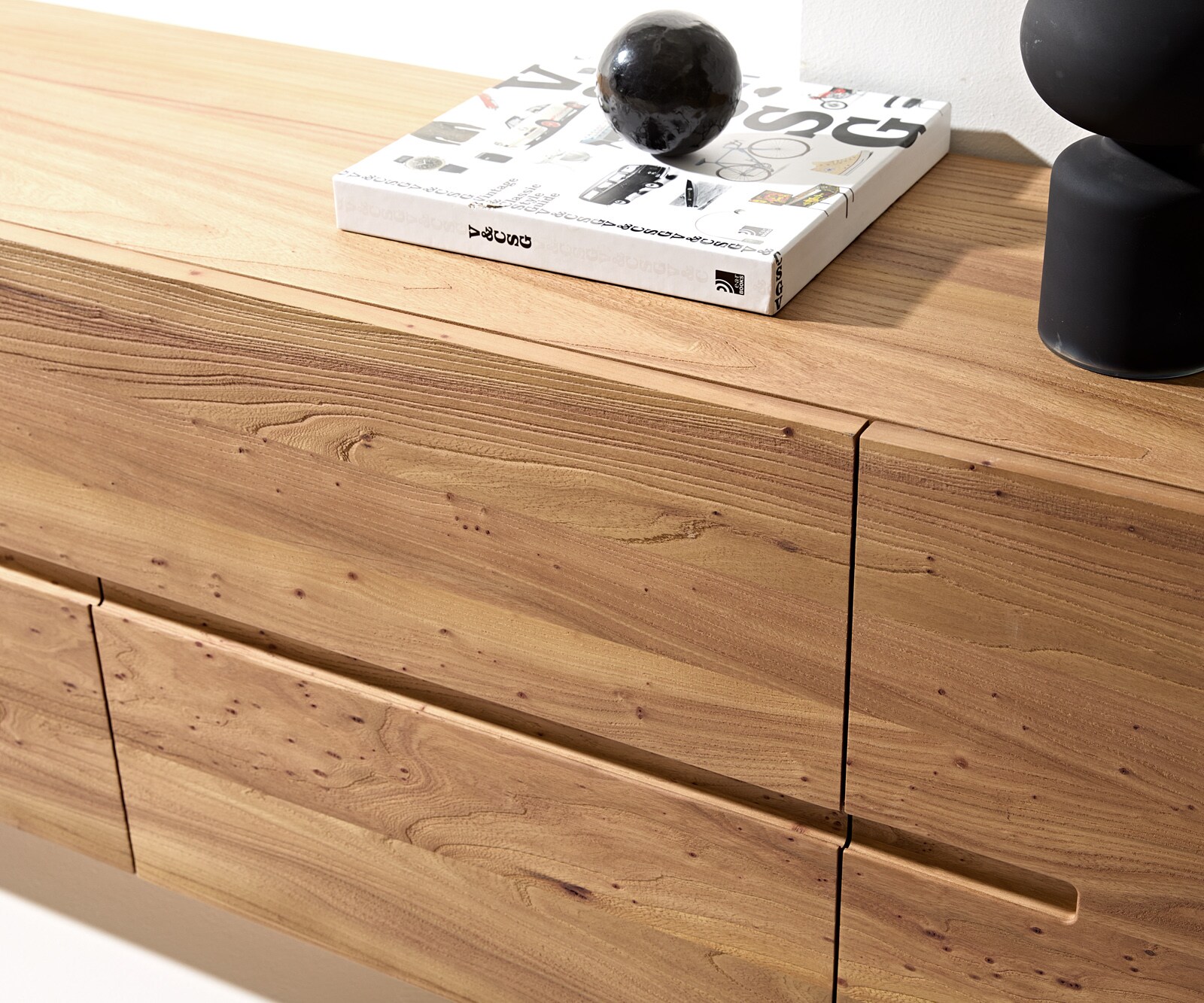 Sideboard Tiamar 180 cm Ulme Natur 1 Tür 4 Schubfächer Fuß Vierkant Metall Schwarz 6