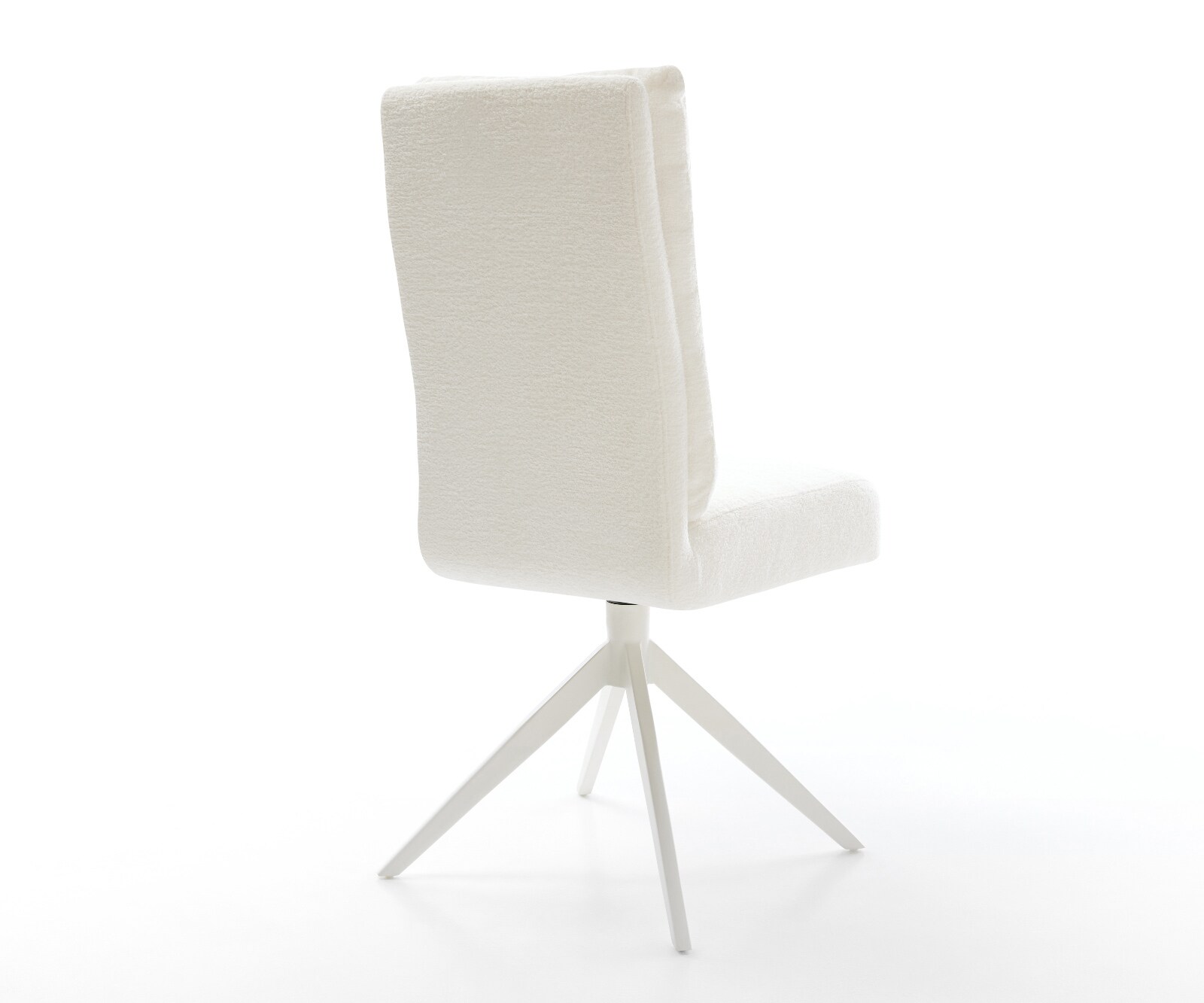 Drehstuhl Pela-Flex Bouclé Soft Beige Kreuzgestell breit Weiß 360° drehbar Wippfunktion Taschenfederkern 4