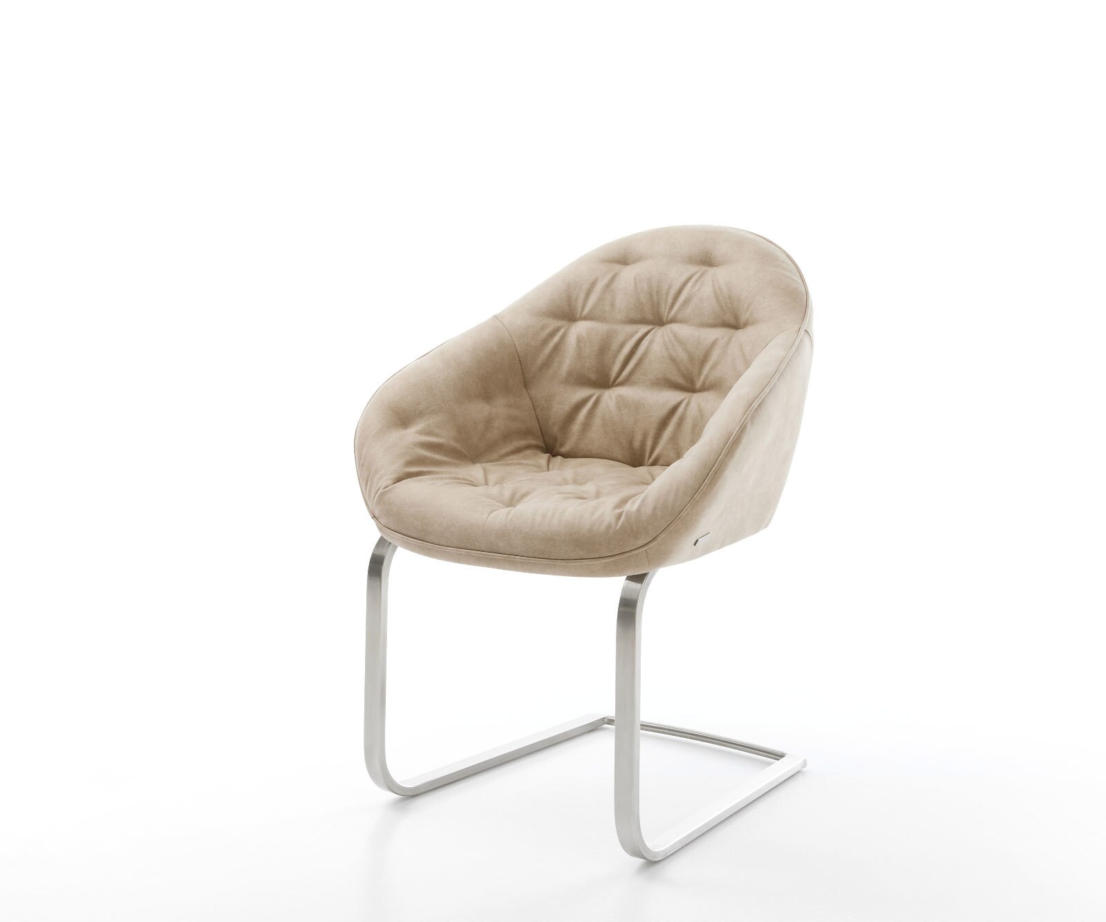 Freischwinger Gaio-Flex Mikrofaser Beige Vintage Freischwinger flach Edelstahl 1
