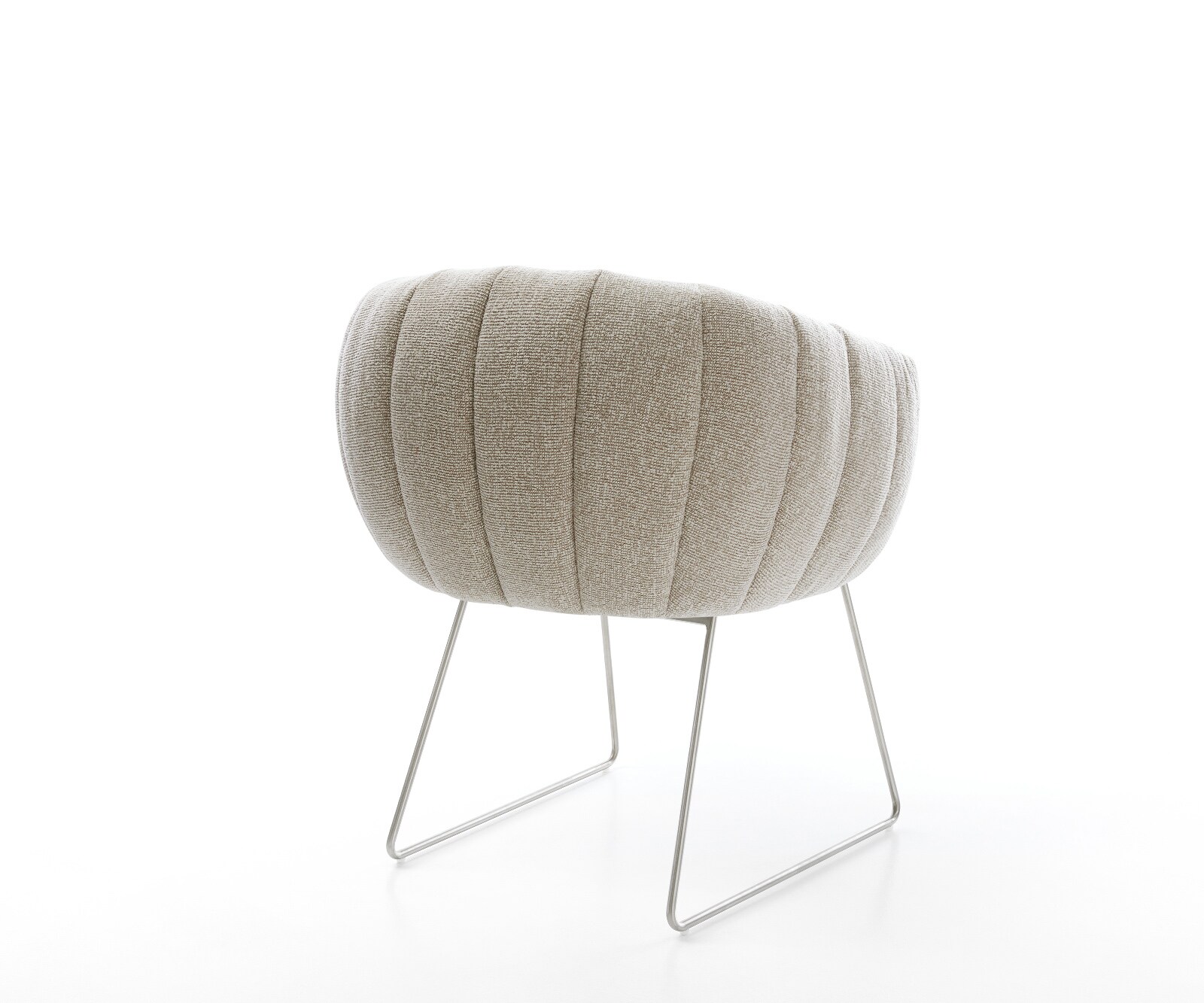 Esszimmerstuhl Jada-Flex Webstoff Soft Beige Kufengestell Edelstahl Taschenfederkern 4
