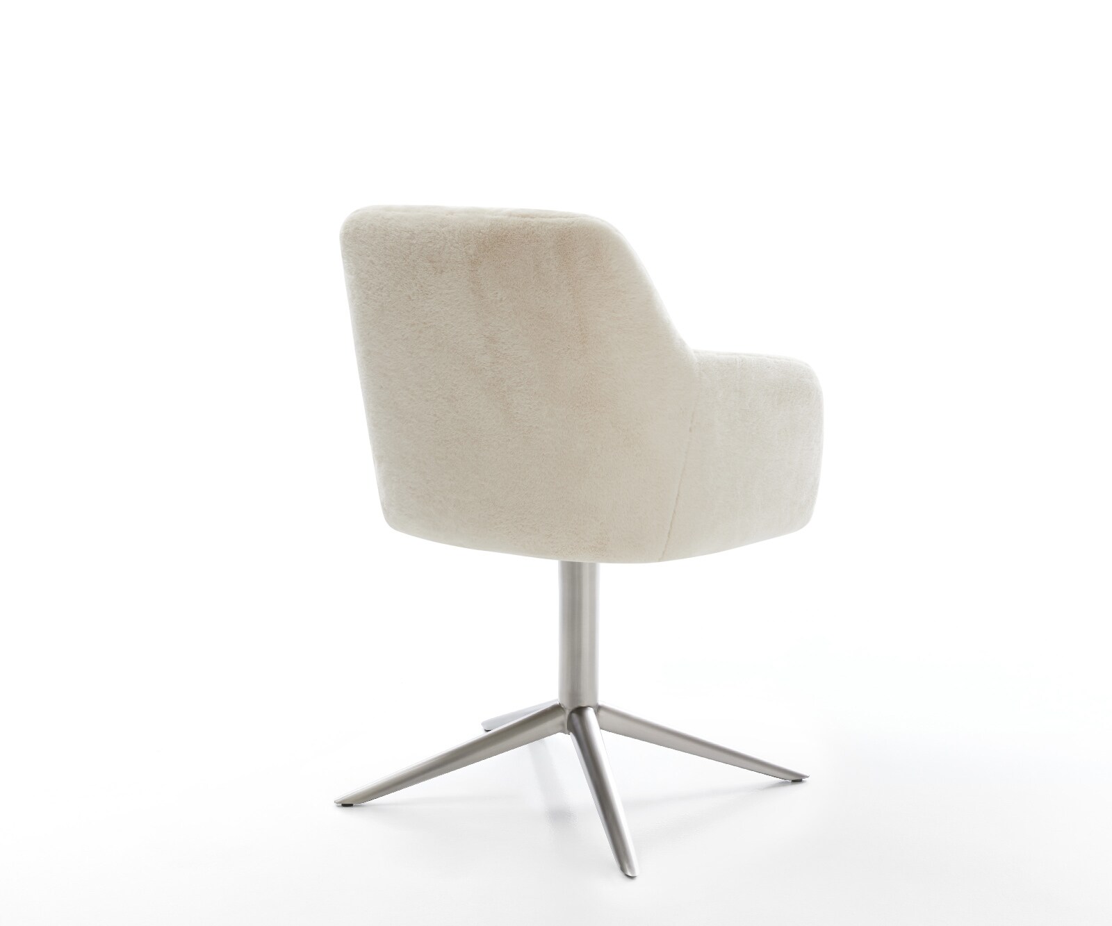 Drehstuhl Greg-Flex Plüsch Creme-Weiß Fußkreuz Edelstahl 360° drehbar Wippfunktion Taschenfederkern 5