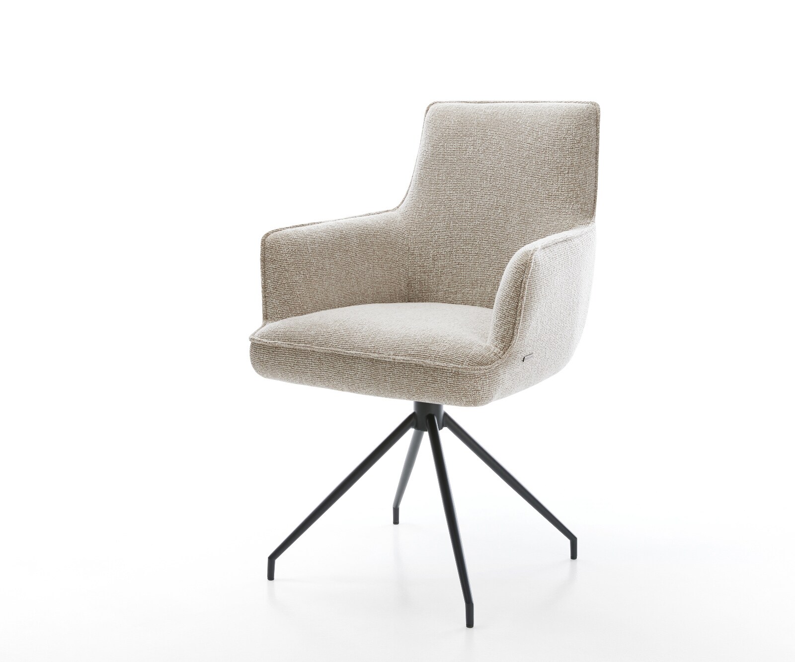 Esszimmerstuhl Heira-Flex mit Armlehnen Webstoff Soft Beige Kreuzgestell ko günstig online kaufen