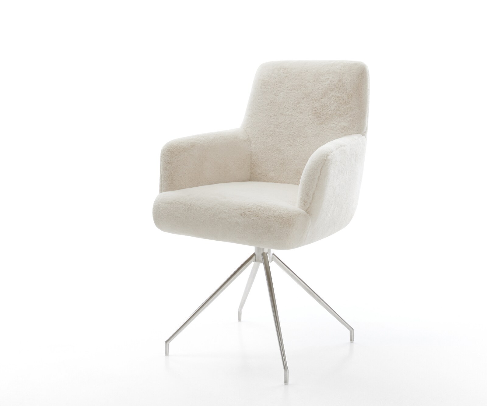 Esszimmerstuhl Heira-Flex mit Armlehnen Plüsch Creme-Weiß Kreuzgestell koni günstig online kaufen