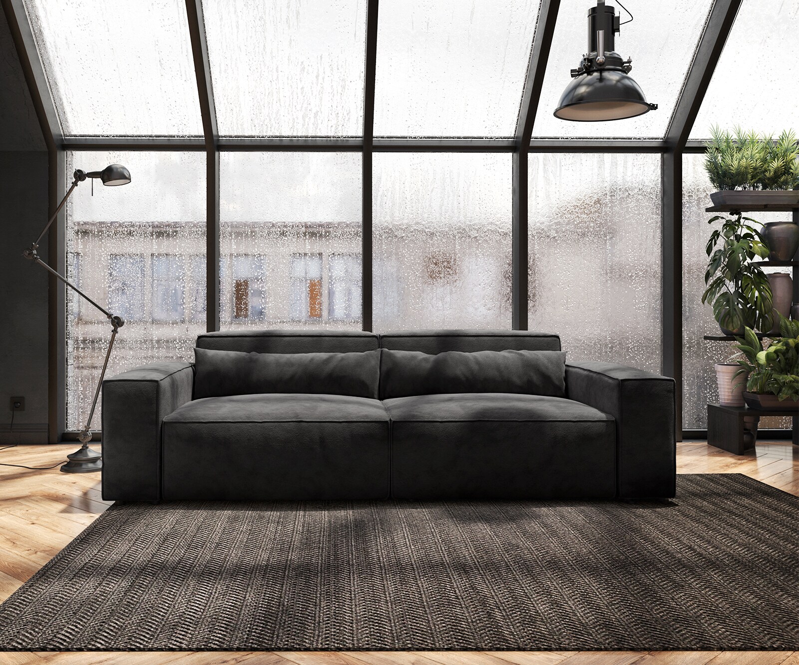 Big-Sofa Sirpio 230x95 cm Mikrofaser Schwarz 1