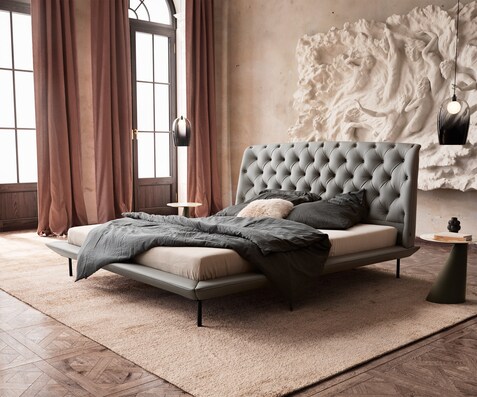Polsterbettgestell Rafinata 180x200 cm Kunstleder Hellgrau