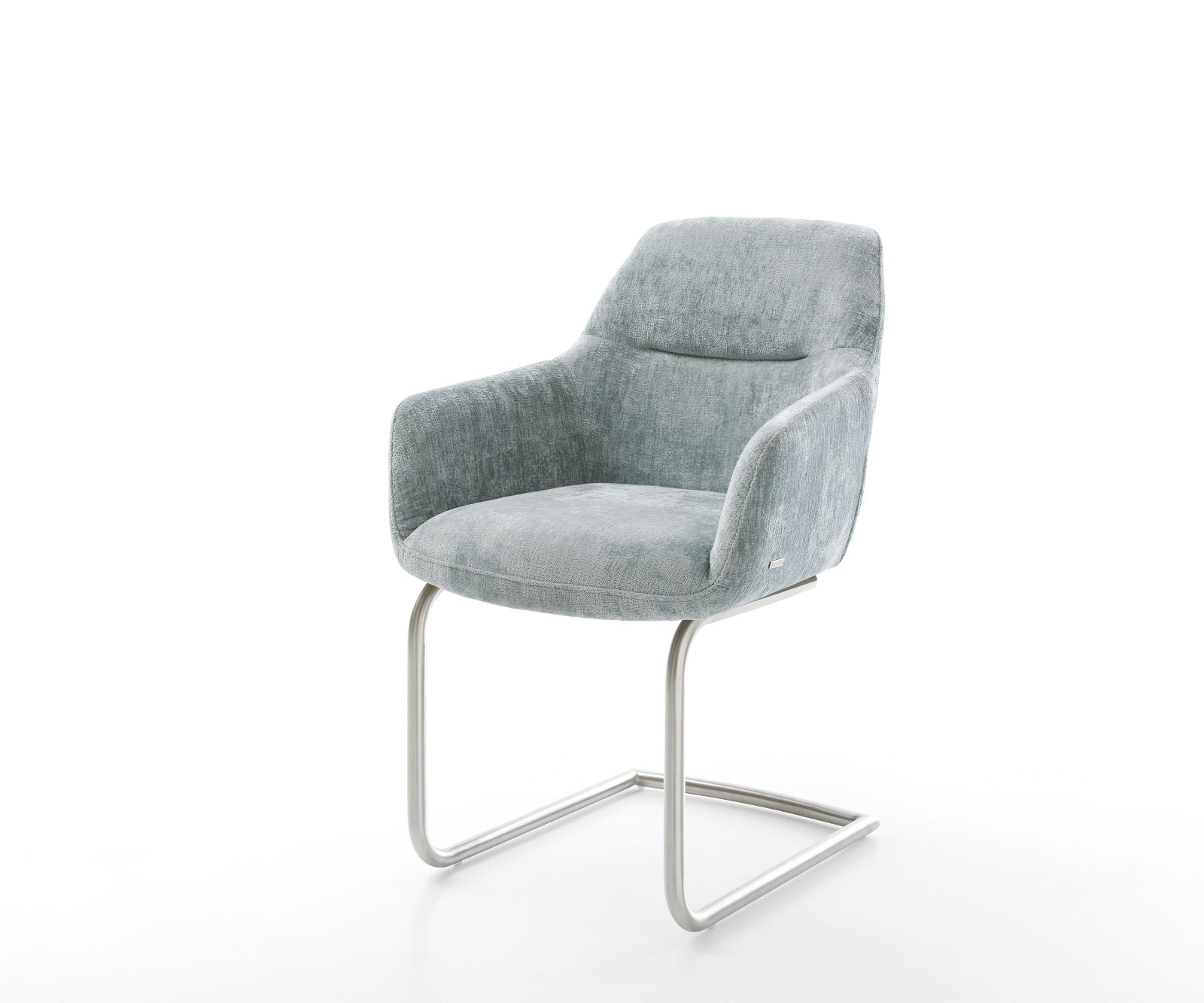 Freischwinger Pejo-Flex Chenille Pastellblau Freischwinger rund Edelstahl Taschenfederkern