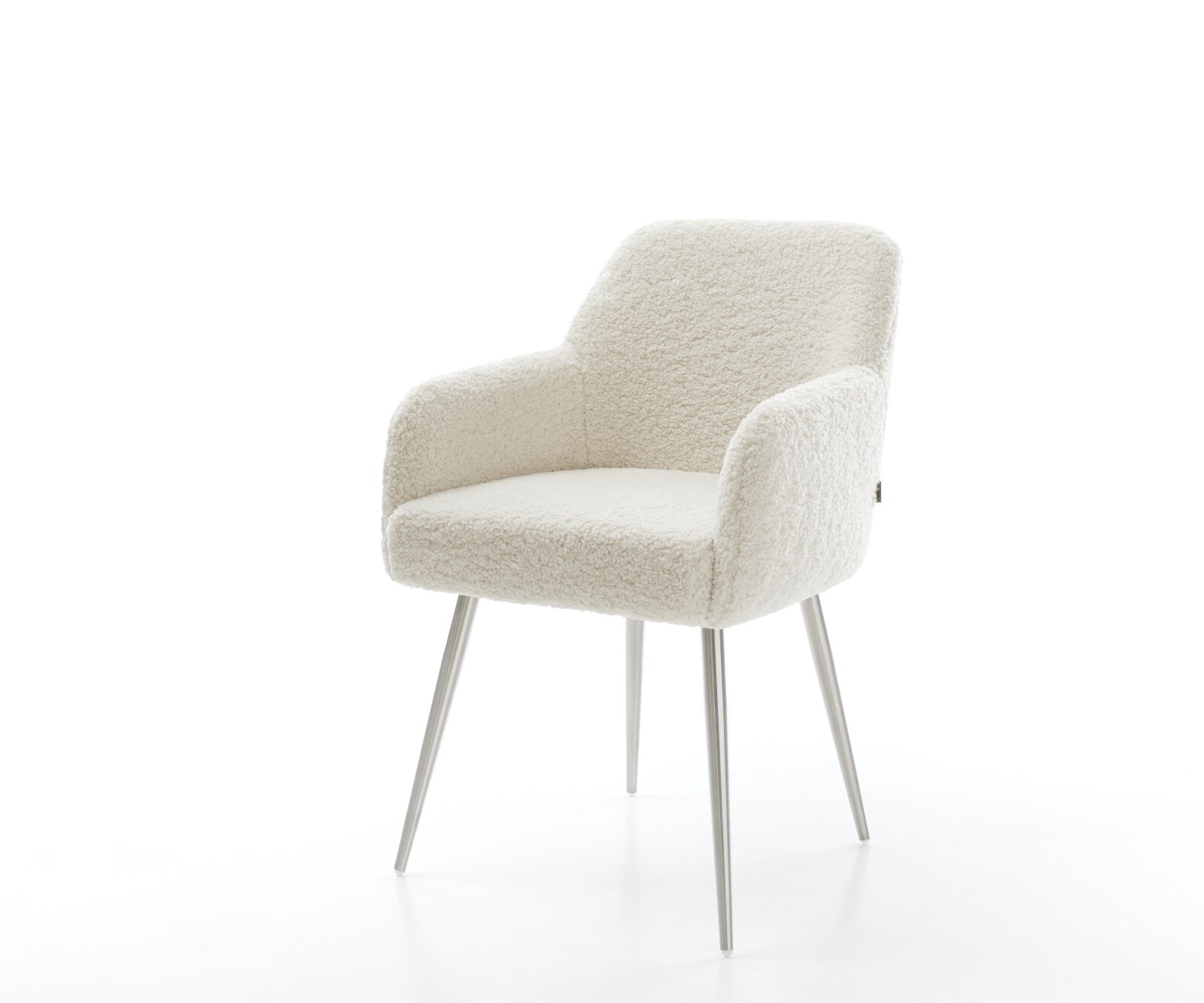 Chaise-de-salle-à-manger Greg-Flex tissu teddy beige 4 pieds coniques acier inoxydable resorts ensachés