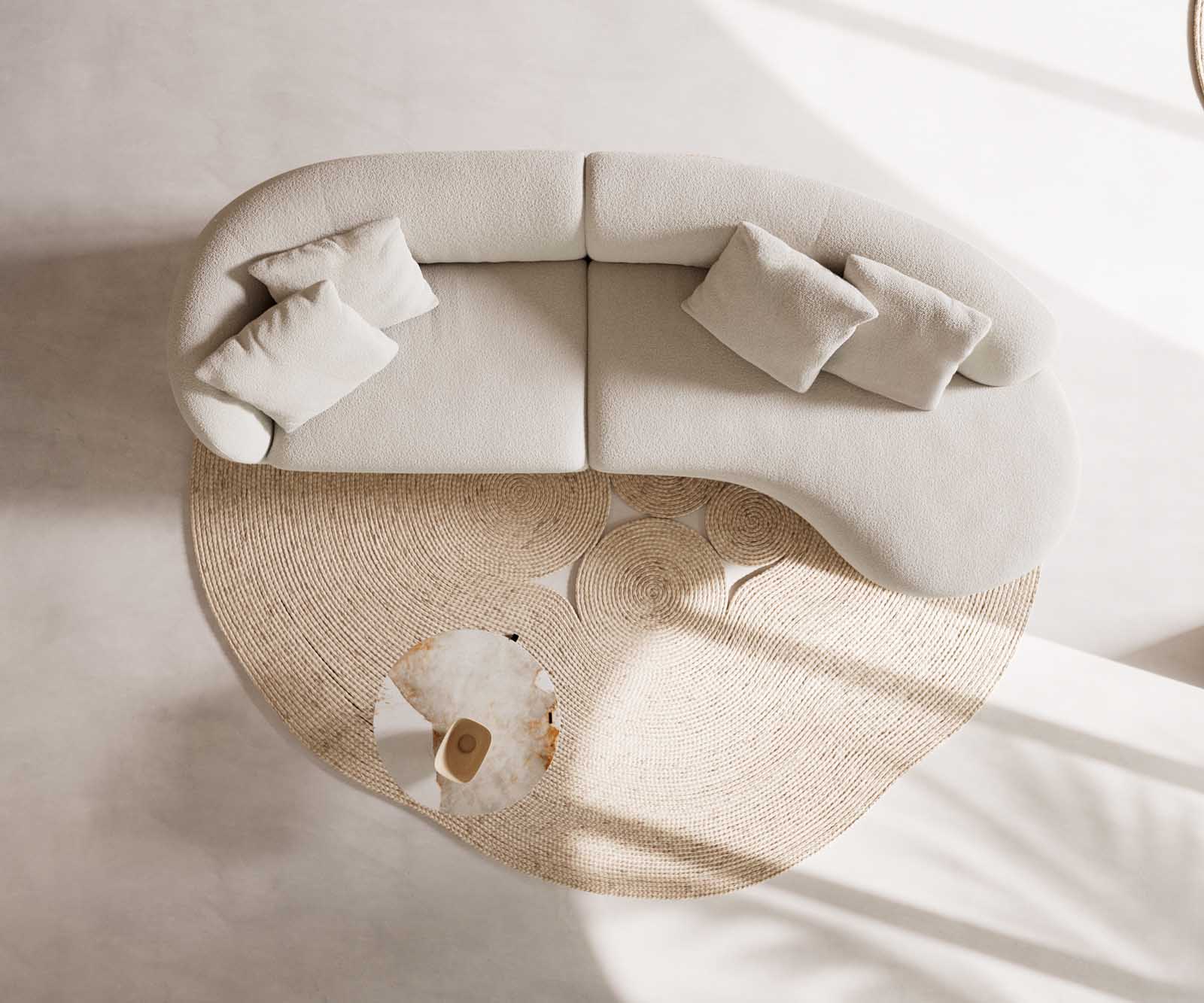 Sofa Mairi 330x160 cm Bouclé Creme-Weiß 4