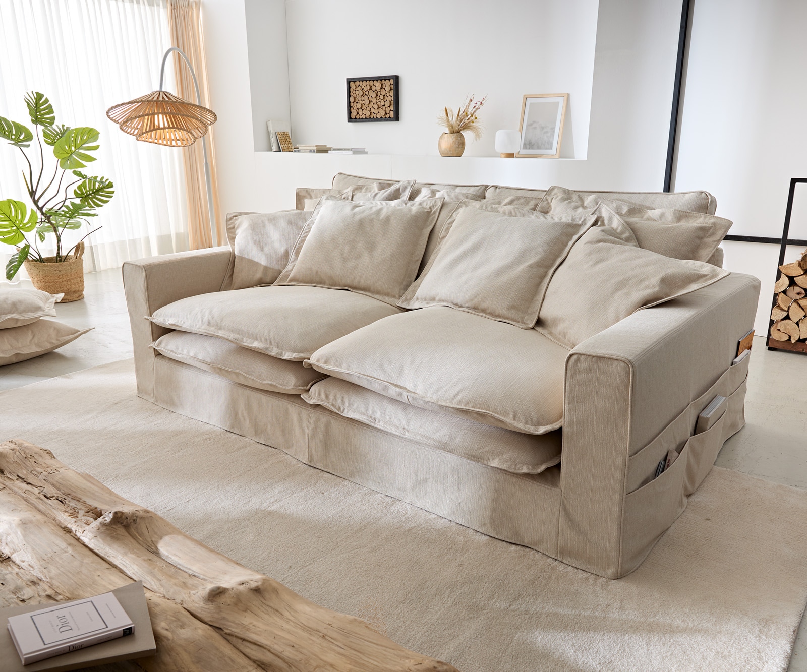 Big-Sofa Noelia 240x145 cm mit Kissen Hussensofa	Design Sofa