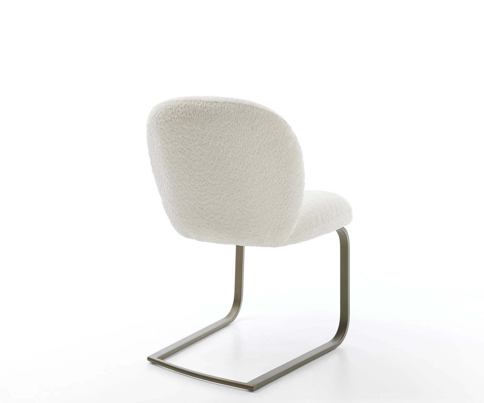 Freischwinger Nube-Flex Bouclé Weiß Freischwinger flach Effektfinish Titan Taschenfederkern 5