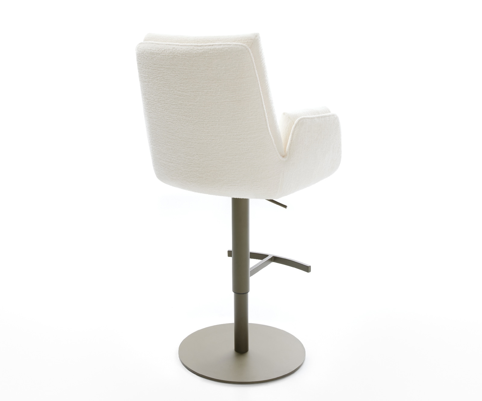 Barstuhl Clea-Flex Bouclé Soft Beige Drehfuß höhenverstellbar Metall Titanfarben 5