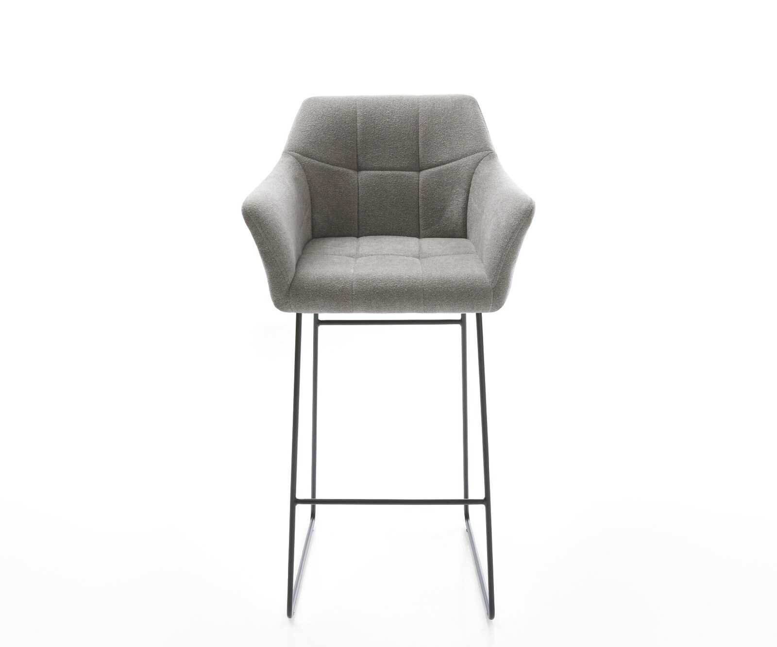 Barstuhl Yulo-Flex Strukturstoff Soft Grau Kufengestell Metall Schwarz 2