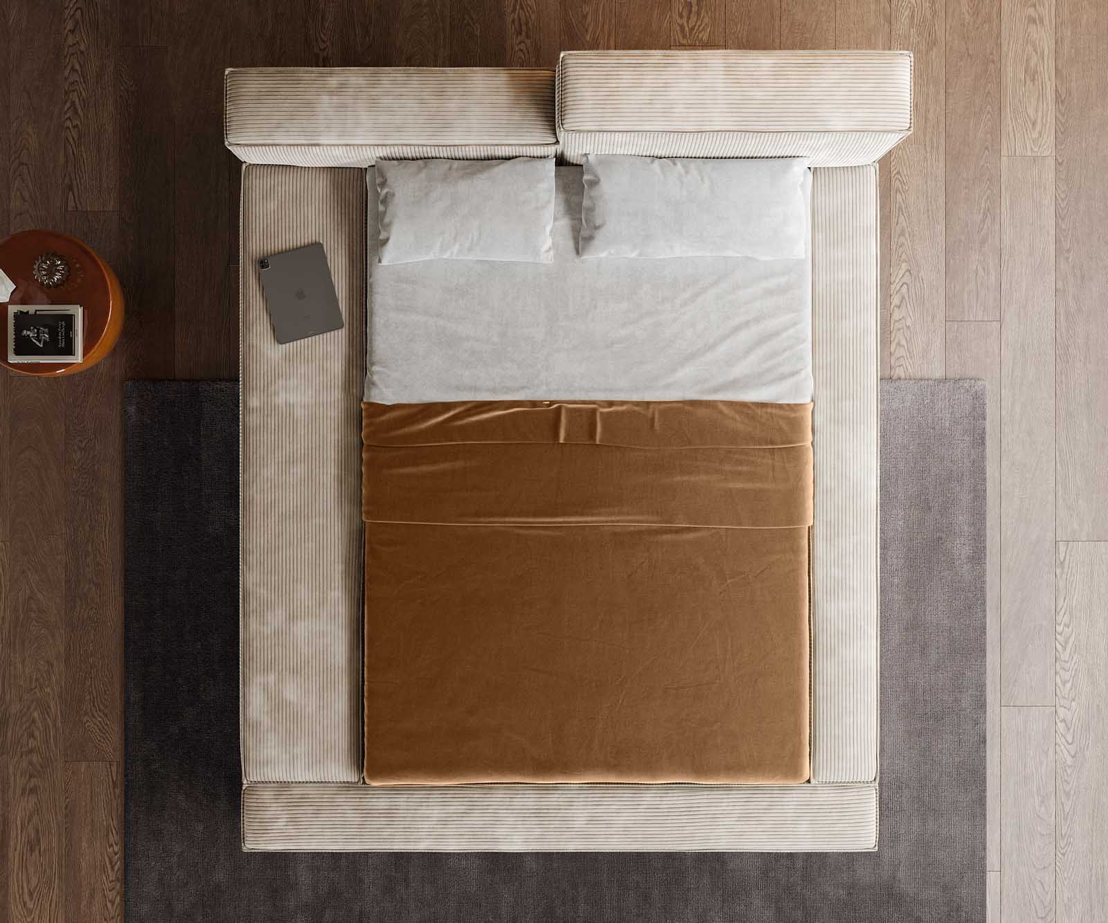 Polsterbettgestell Kalinea 140x200 cm Cord Beige 4