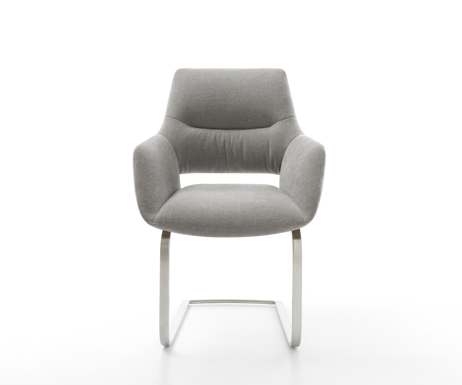 Freischwinger Yago-Flex mit Armlehnen Strukturstoff Soft Grau Freischwinger flach Edelstahl Taschenfederkern 1