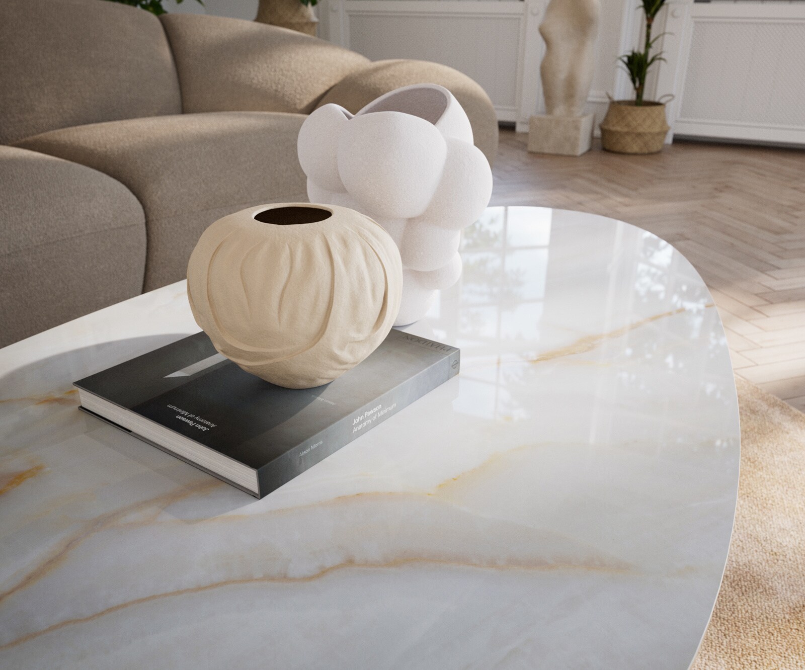 Couchtisch Edge Oval 140x75 cm Keramik Onyx Pearl Vibany Metall Schwarz 6
