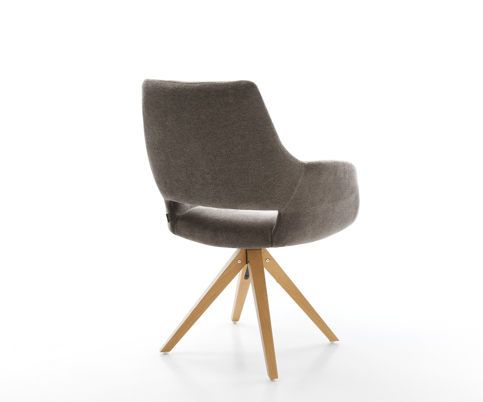 Drehstuhl Yago-Flex mit Armlehnen Strukturstoff Soft Taupe Holzgestell kantig Natur 180° drehbar Taschenfederkern 3