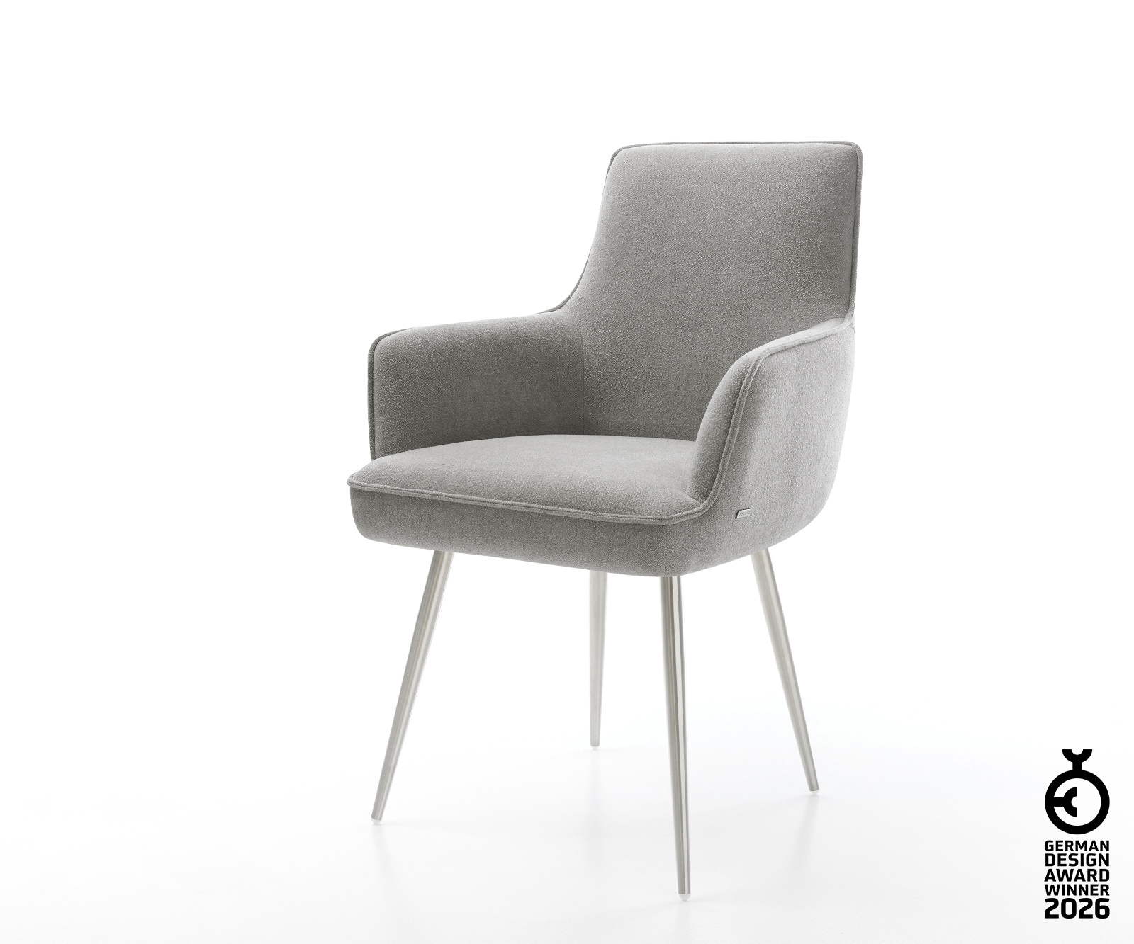 Esszimmerstuhl Heira-Flex mit Armlehnen Strukturstoff Soft Grau 4-Fuß konis günstig online kaufen