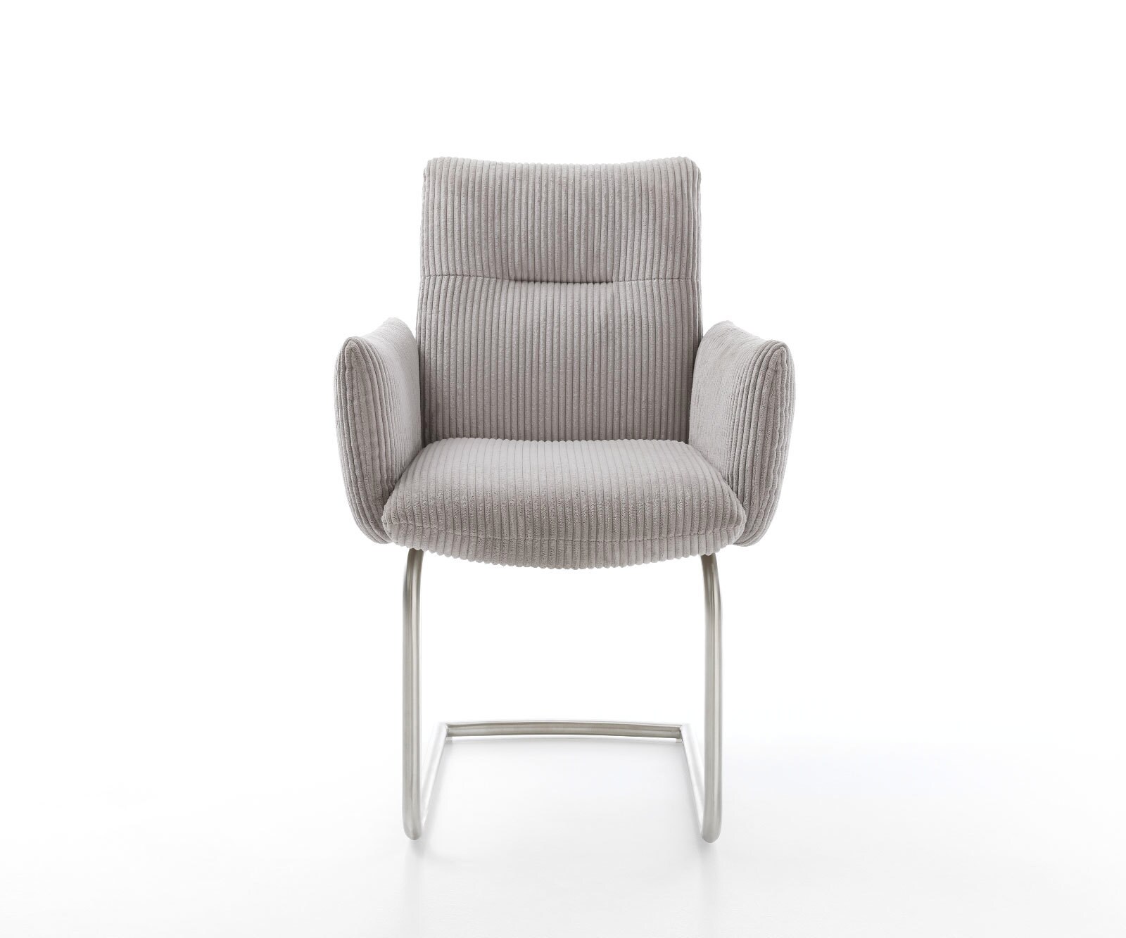 Freischwinger Jova-Flex mit Armlehnen Cord Silbergrau Freischwinger rund Edelstahl Taschenfederkern 2