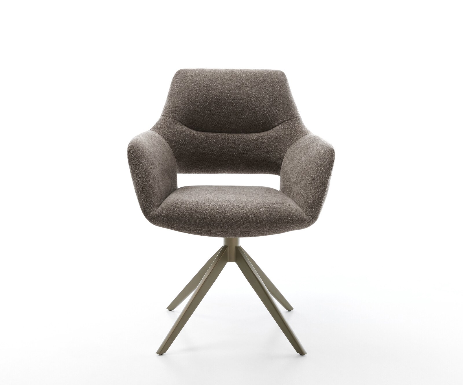 Drehstuhl Yago-Flex mit Armlehnen Strukturstoff Soft Taupe Kreuzgestell breit Effektfinish Titan 360° drehbar Wippfunktion Taschenfederkern 1